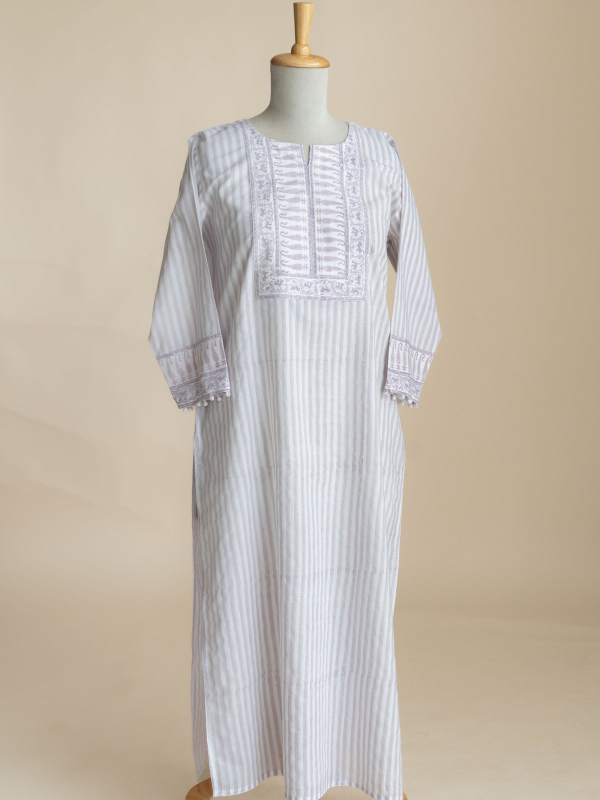 Nadhiya Cotton Block Printed Straight Kurta - AINA