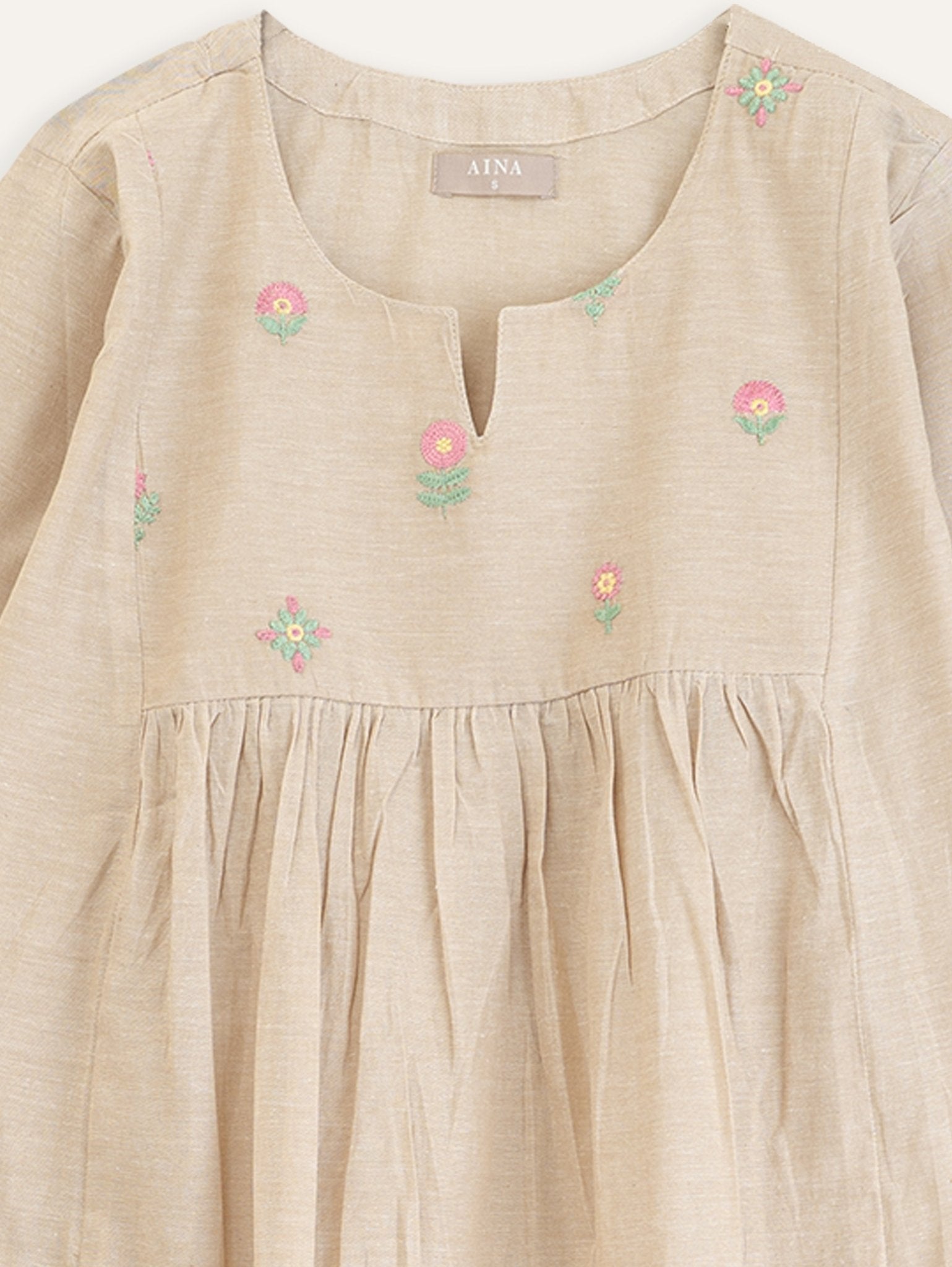 Nadhiya Cotton Embroidered A - Line Kurta - AINA