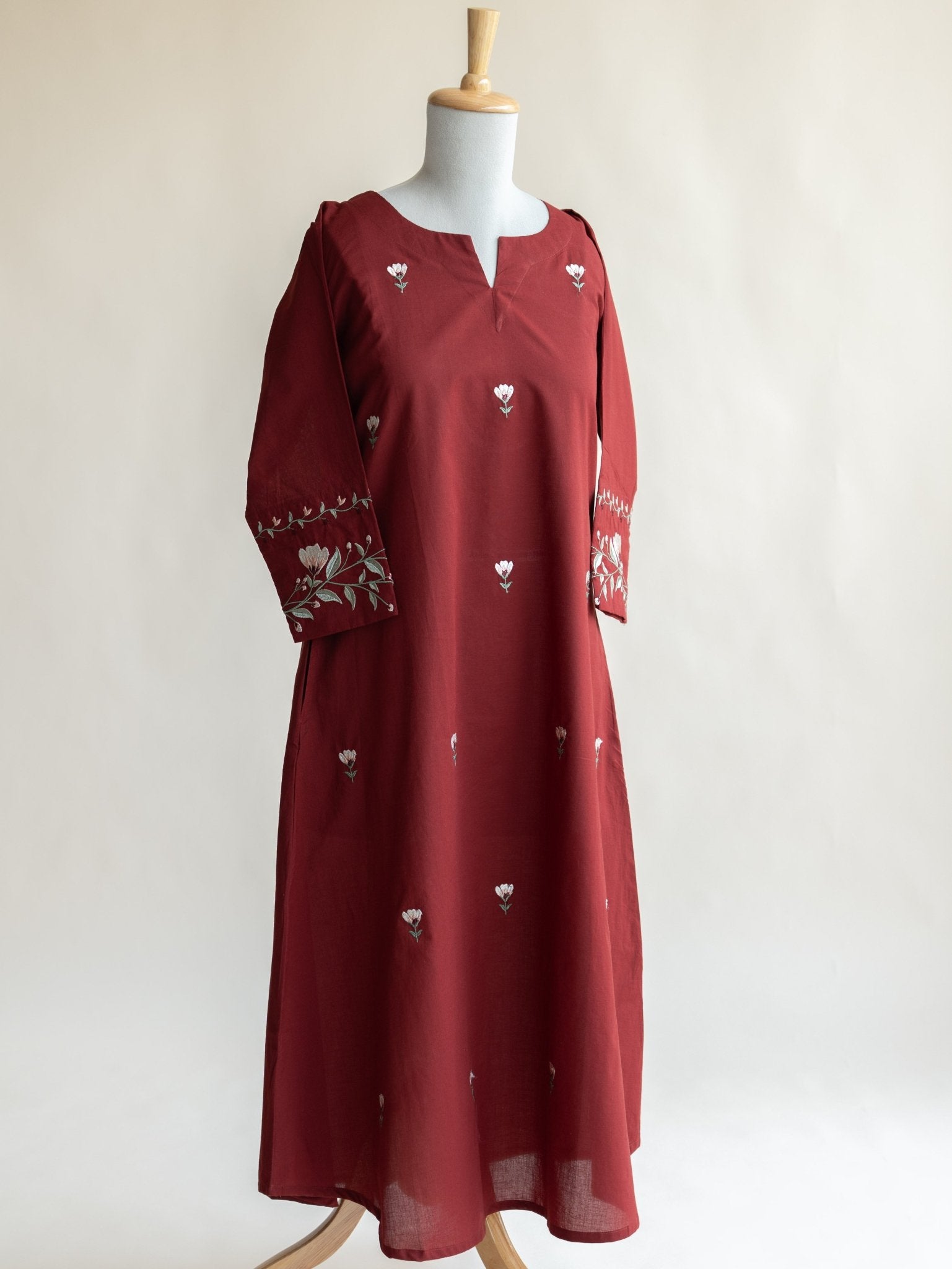 Nagma Cotton Embroidered A - Line Kurta - AINA