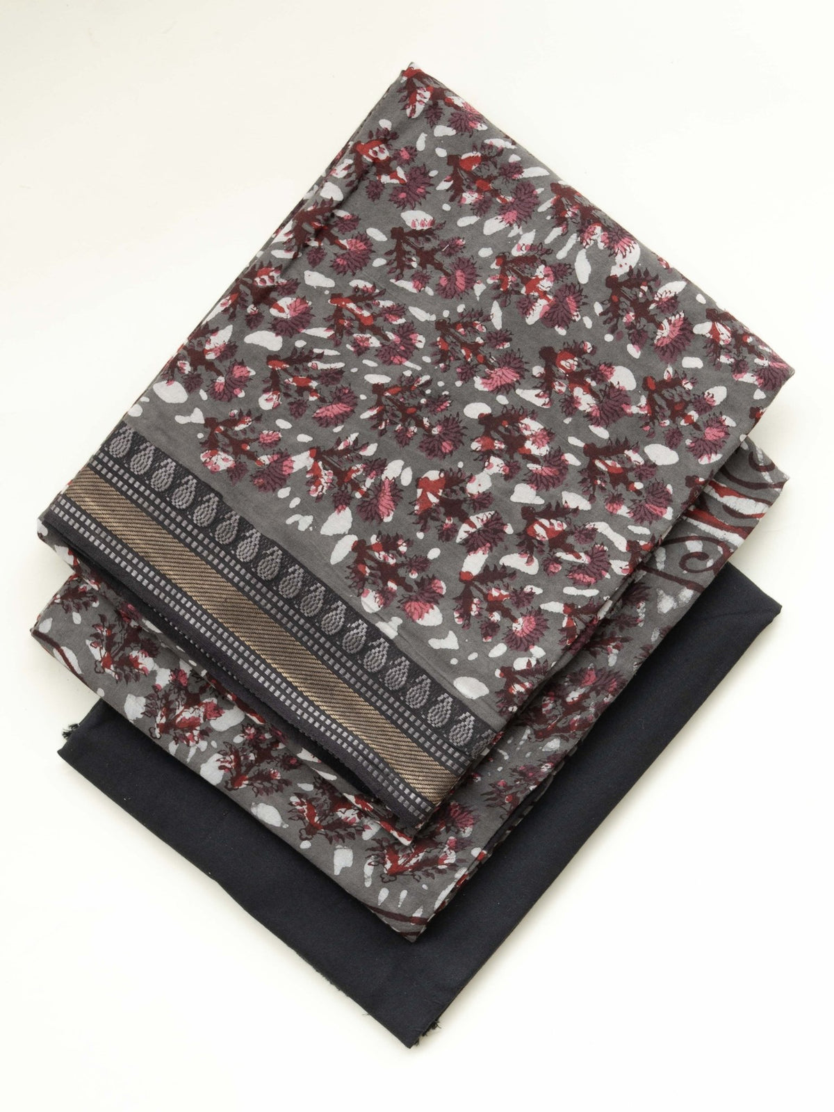 Nahaya Cotton Block Printed Unstitched Suit Set - 3 Piece - AINA