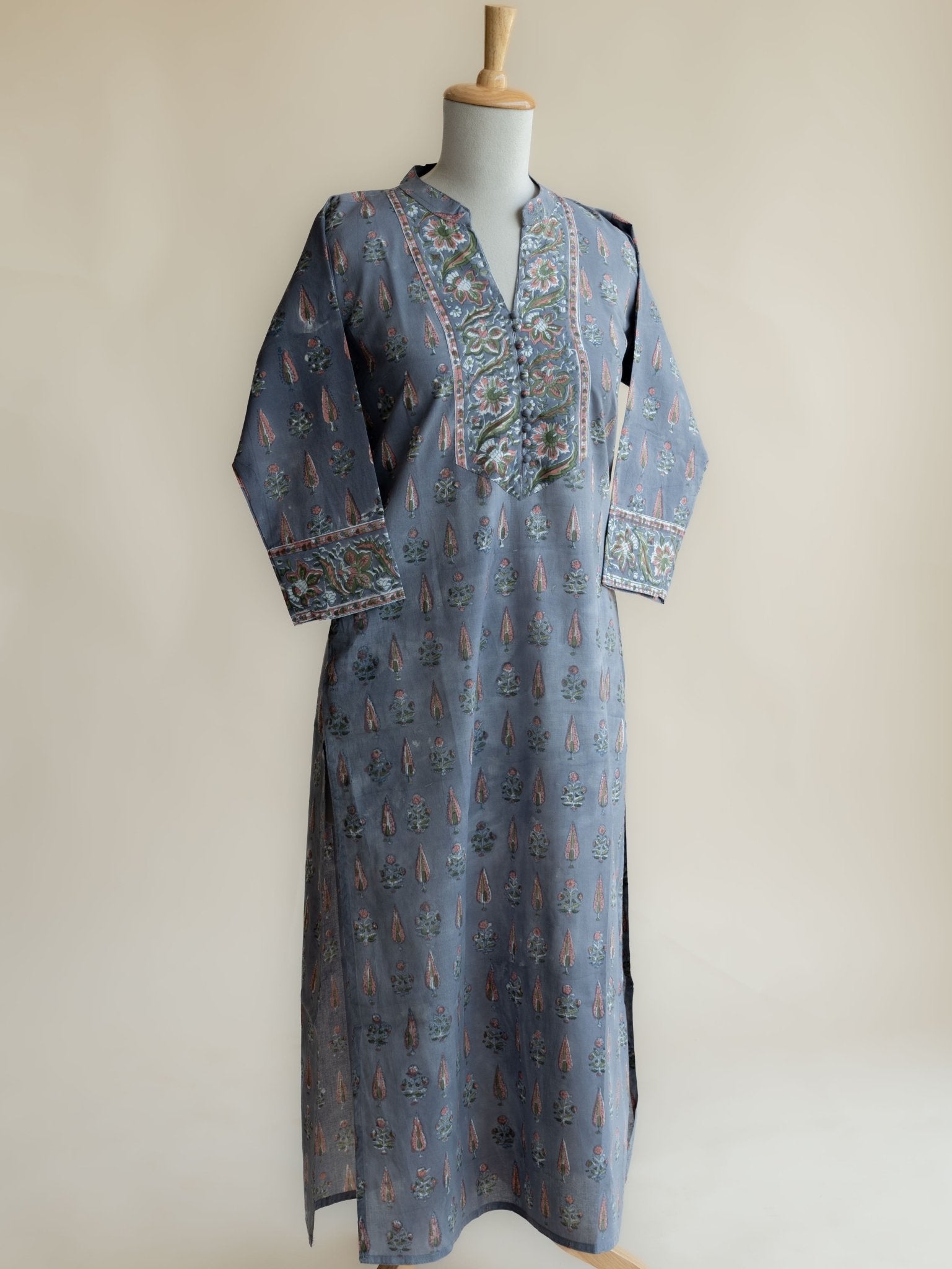 Naira Cotton Block Printed Straight Kurta - AINA