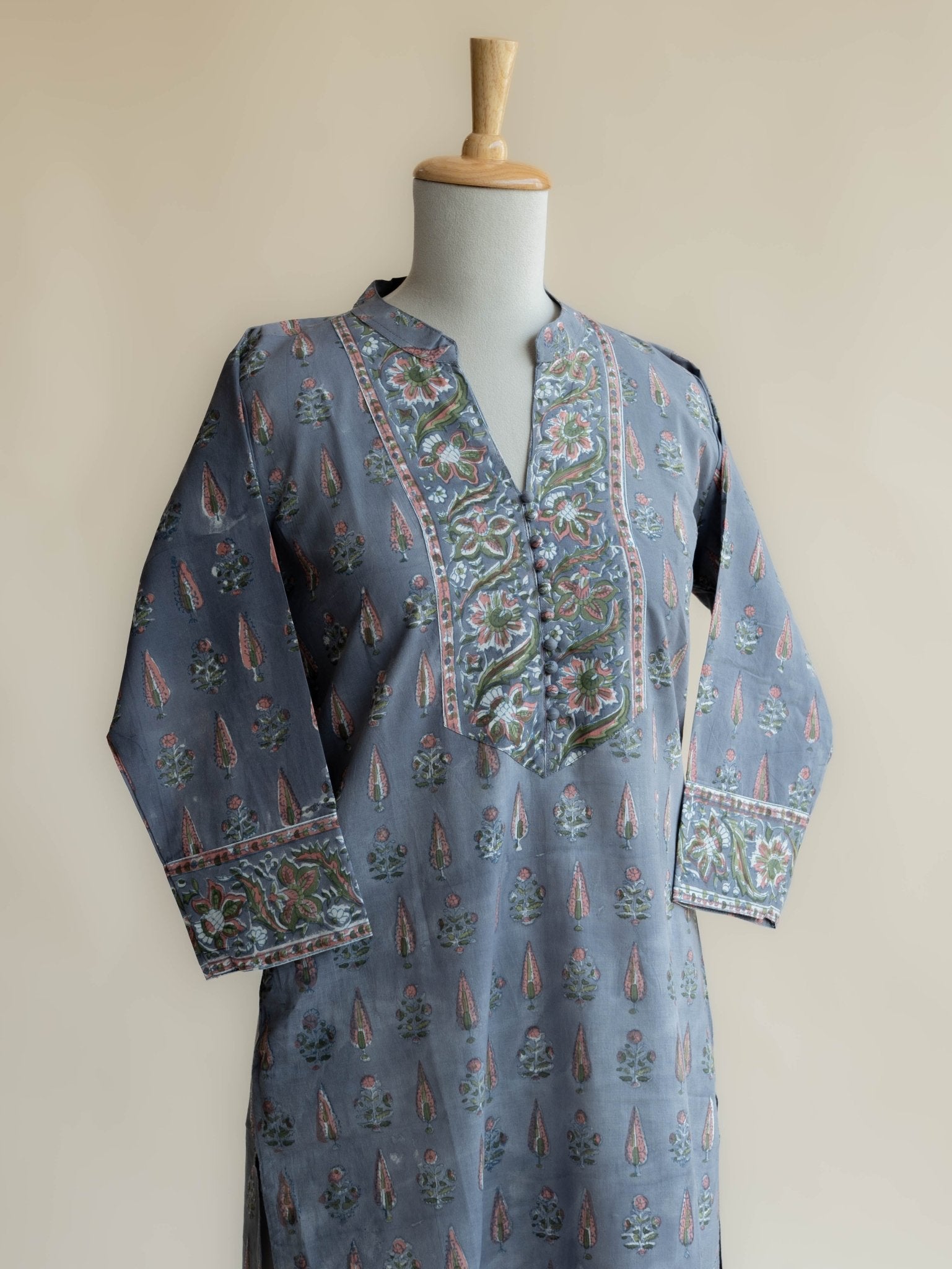 Naira Cotton Block Printed Straight Kurta - AINA