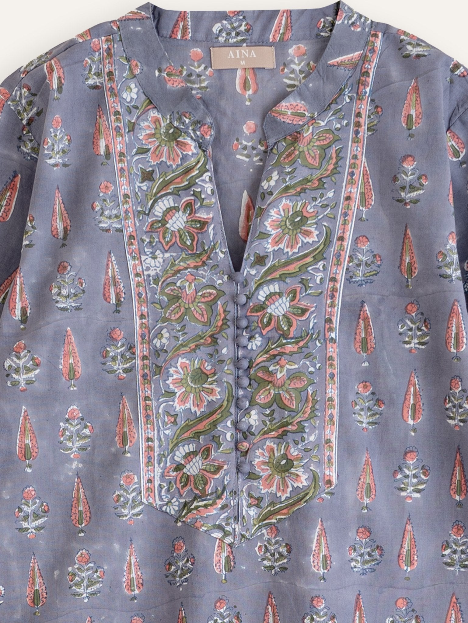 Naira Cotton Block Printed Straight Kurta - AINA
