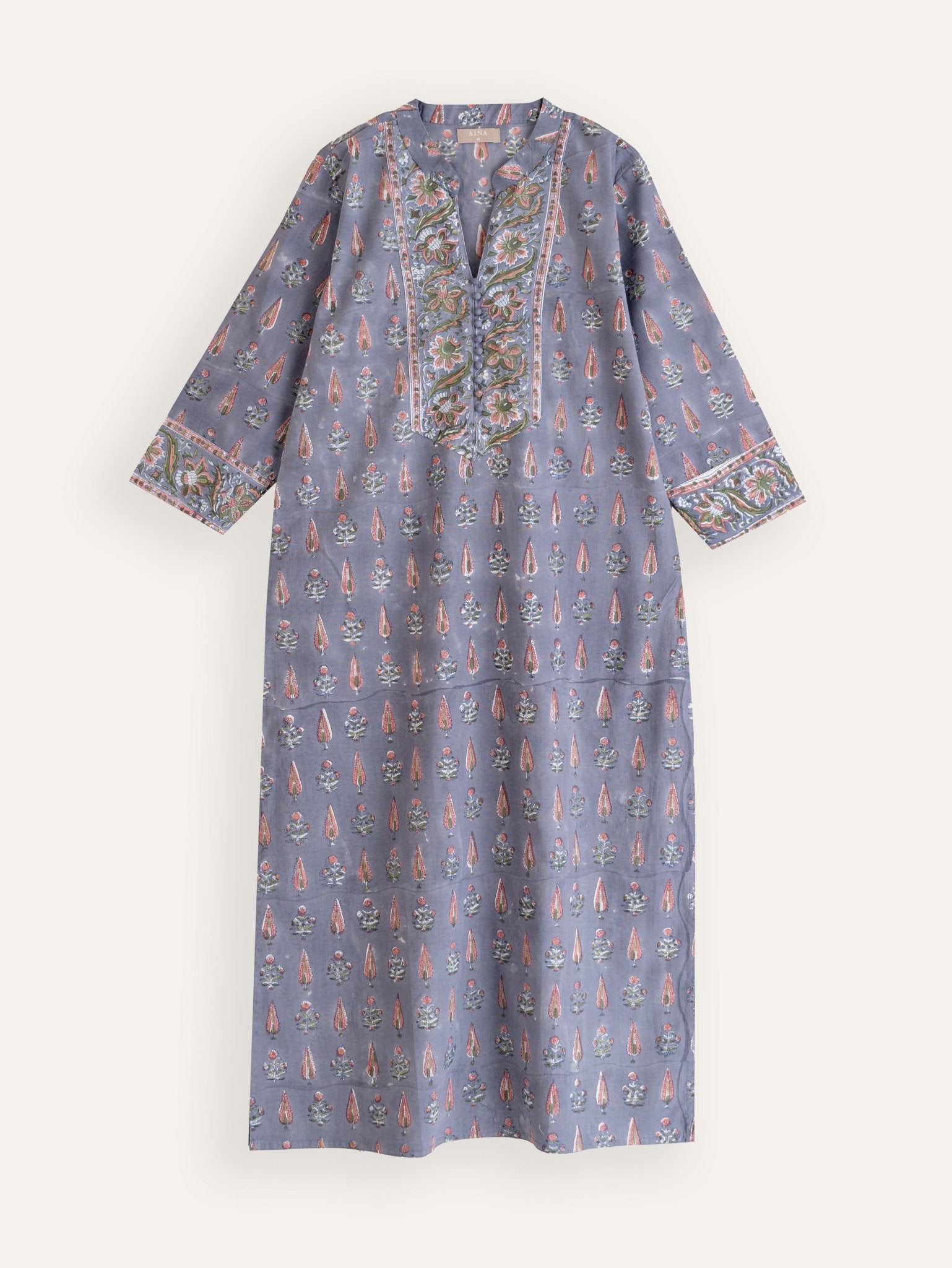 Naira Cotton Block Printed Straight Kurta - AINA