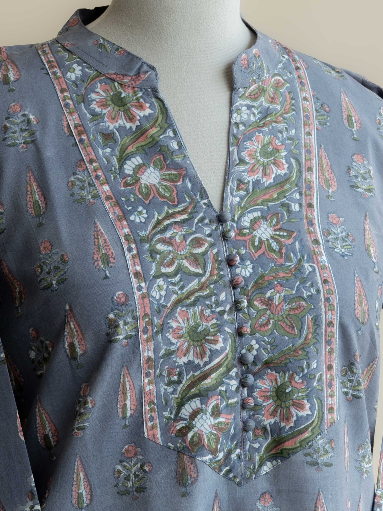 Naira Cotton Block Printed Straight Kurta - AINA