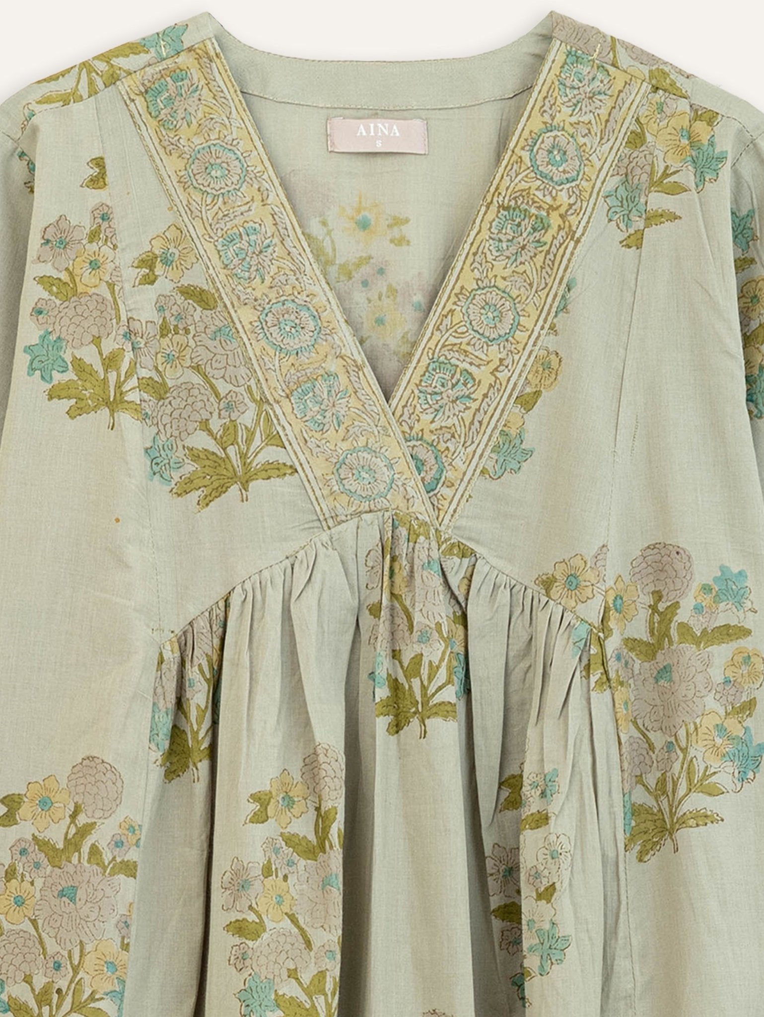 Naisha Cotton Block Printed A - Line Kurta - AINA