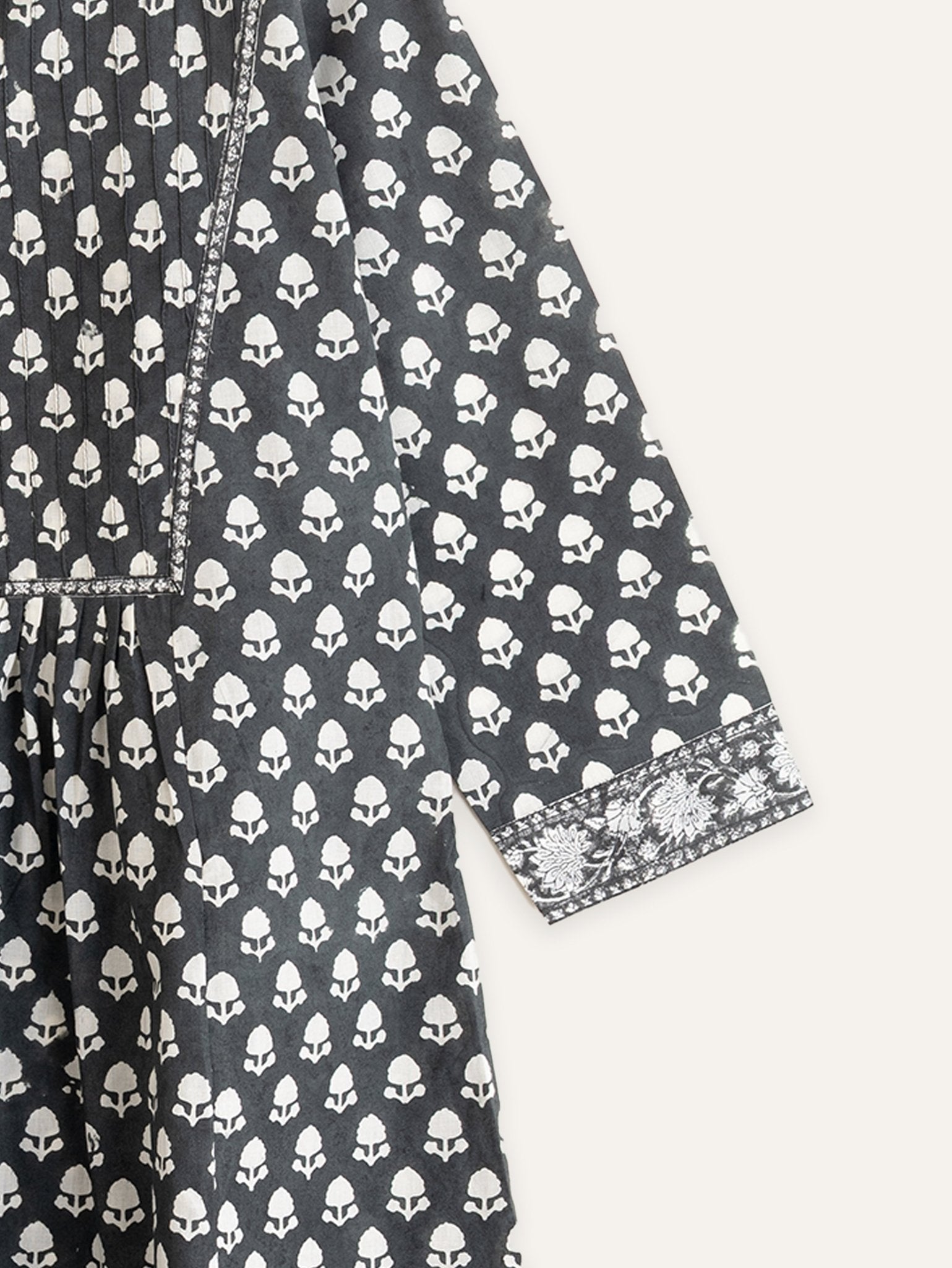 Naiza Cotton Block Printed A - Line Kurta - AINA