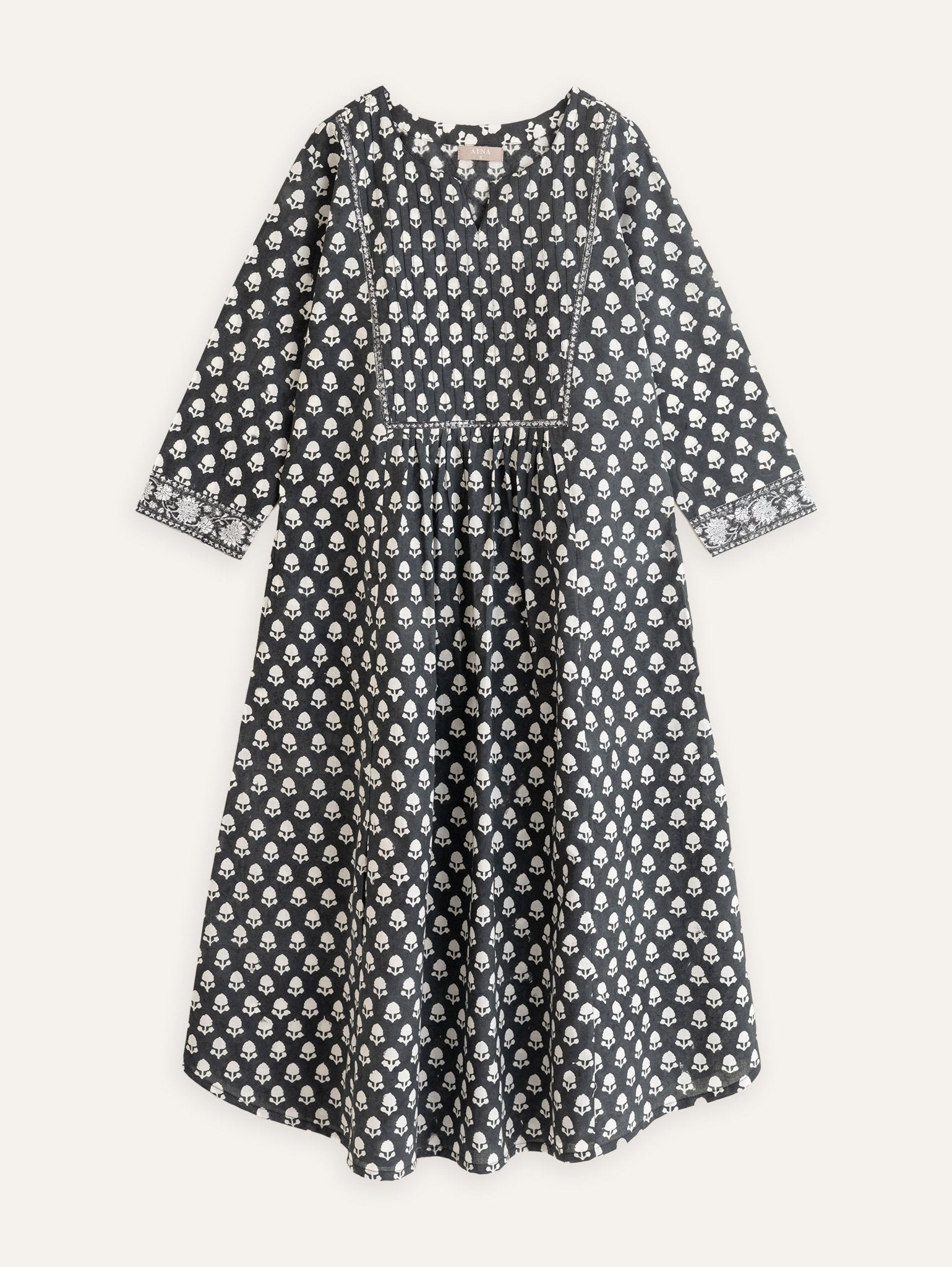 Naiza Cotton Block Printed A - Line Kurta - AINA