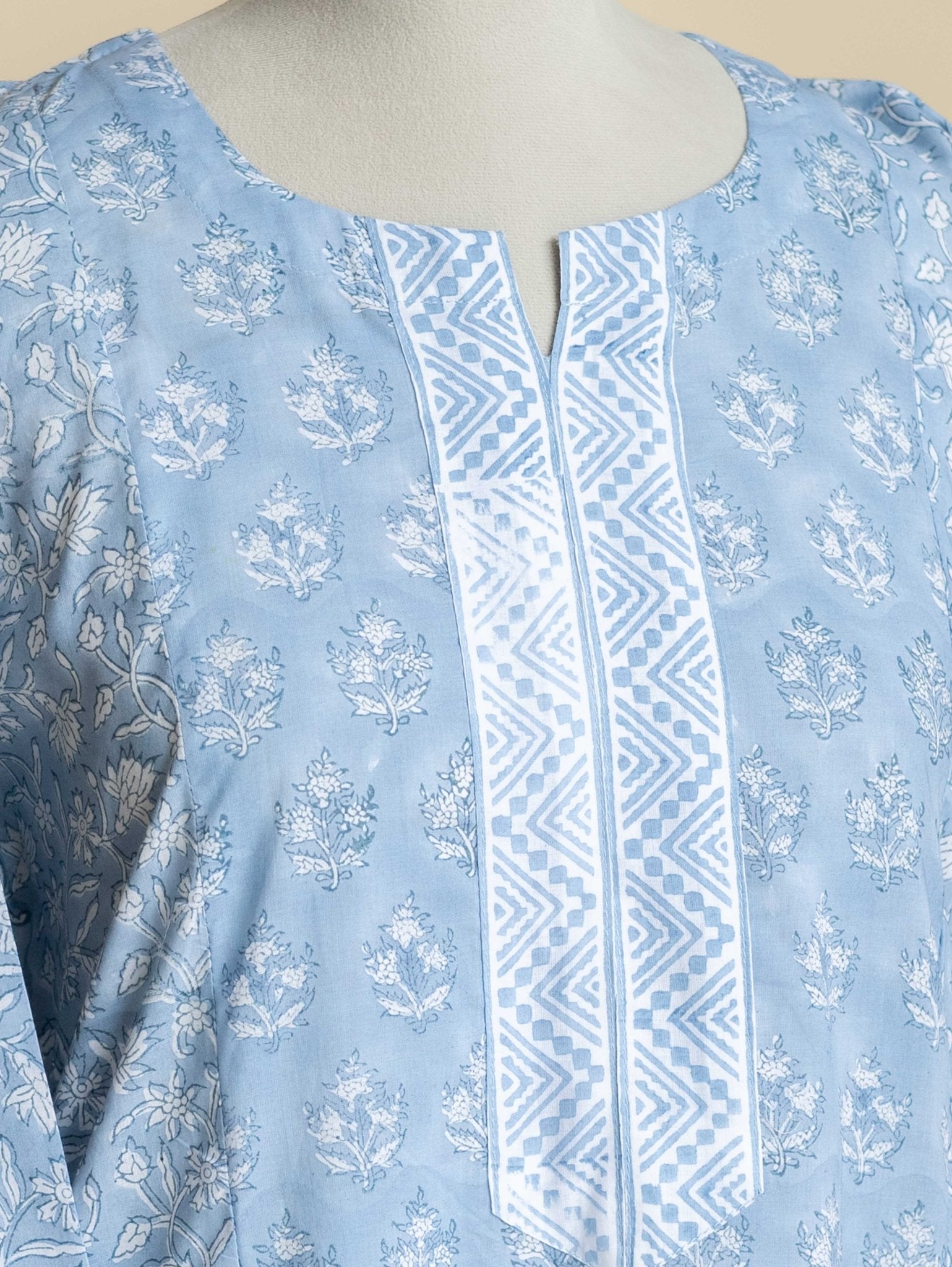 Naiza Cotton Block Printed Straight Kurta - AINA