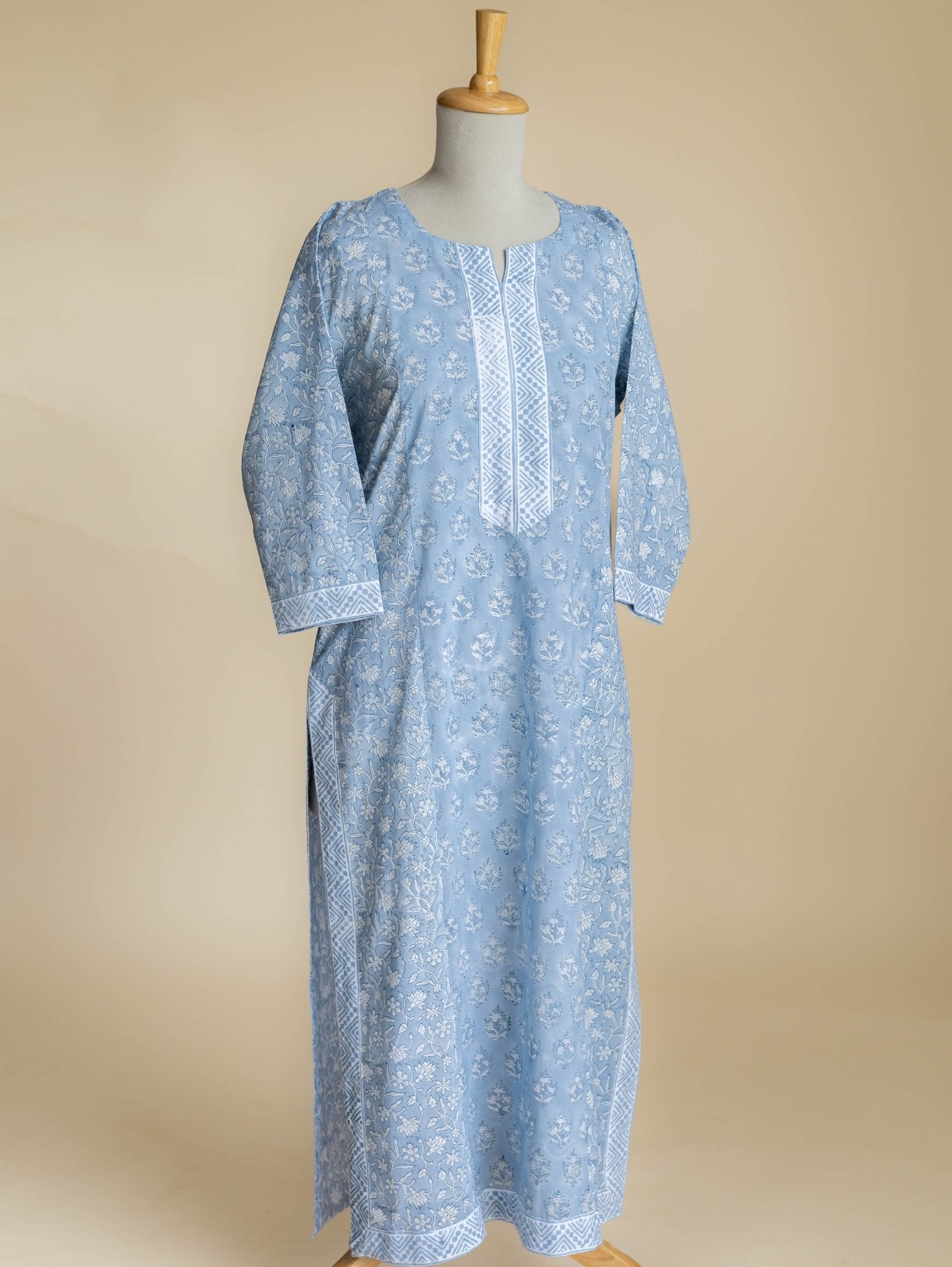 Naiza Cotton Block Printed Straight Kurta - AINA