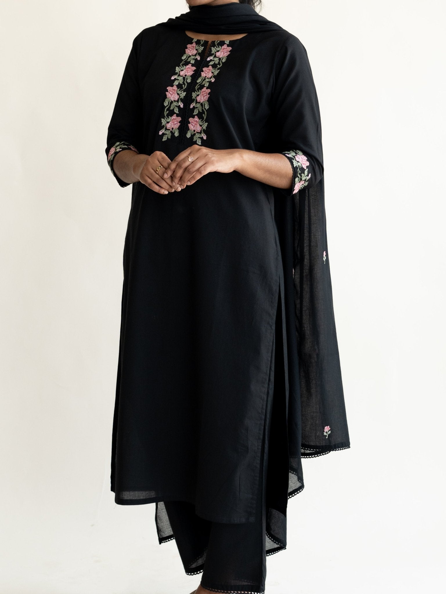 Namriti Cotton Embroidered Straight Suit Set - AINA