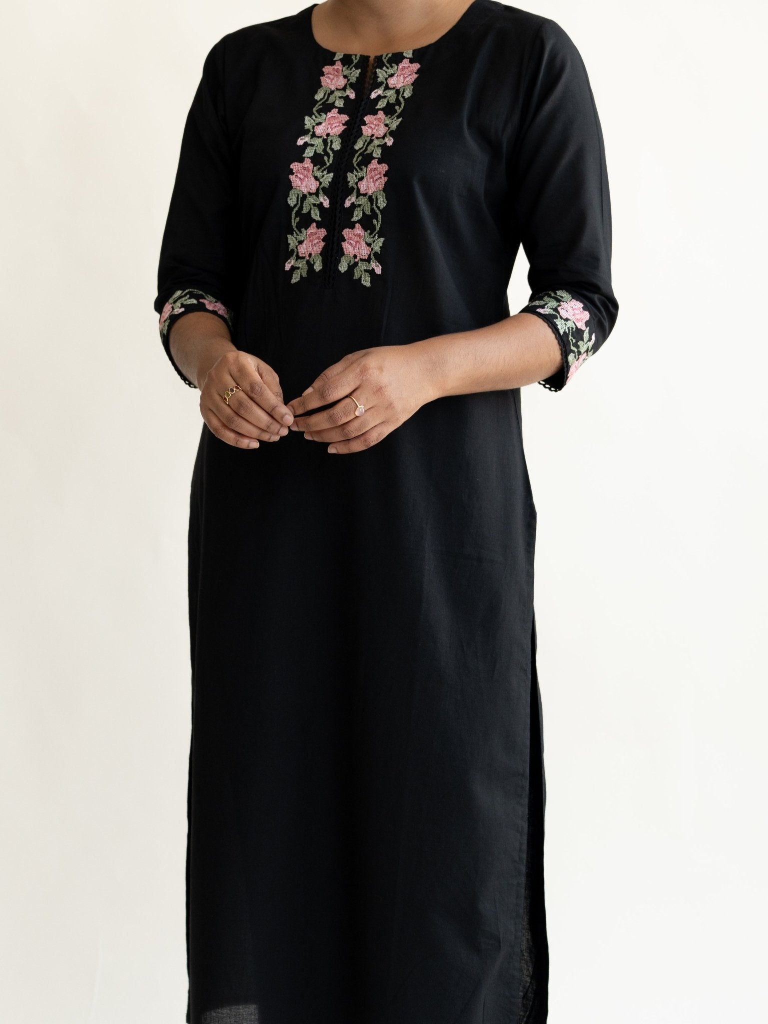 Namriti Cotton Embroidered Straight Suit Set - AINA