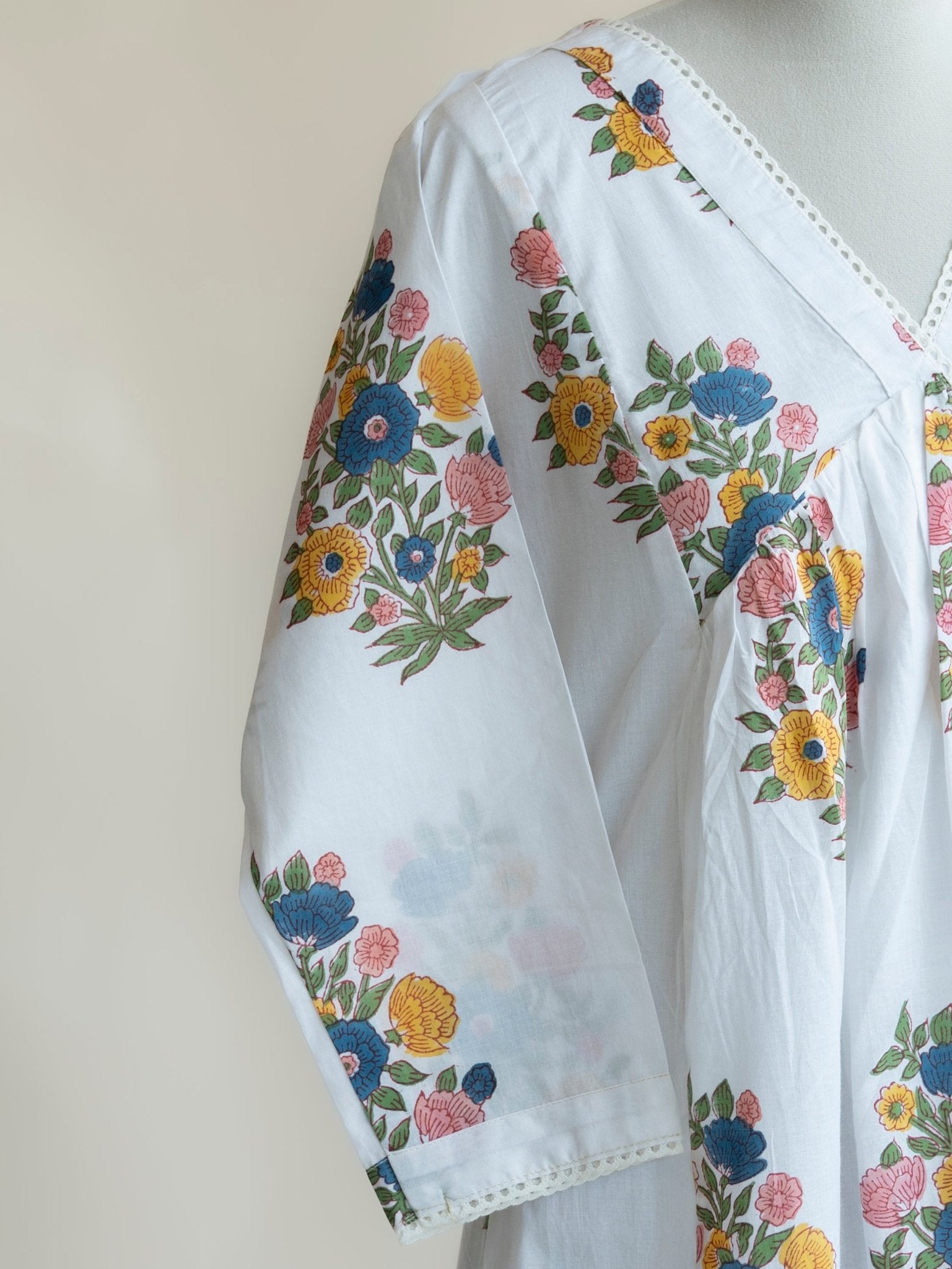 Nandini Cotton Block Printed A Line Kurta - AINA