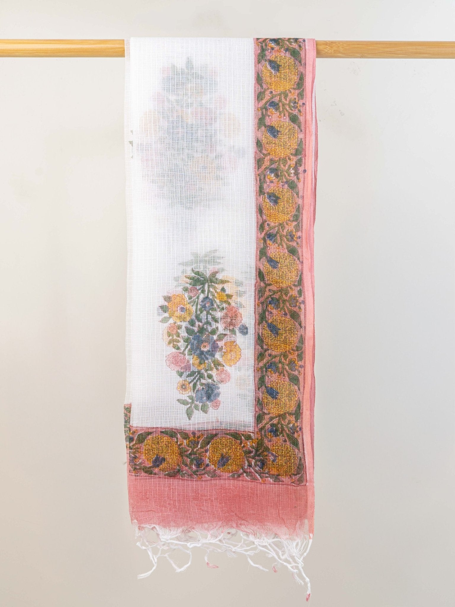 Nandini Kota Doria Block Printed Dupatta - AINA