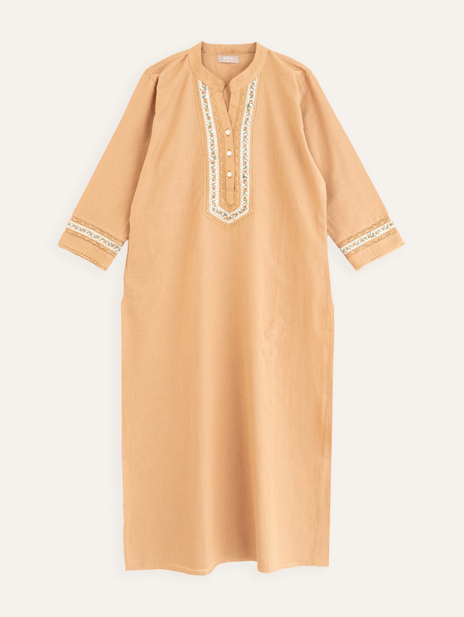 Naseeha Cotton Flax Plain Straight Kurta - AINA