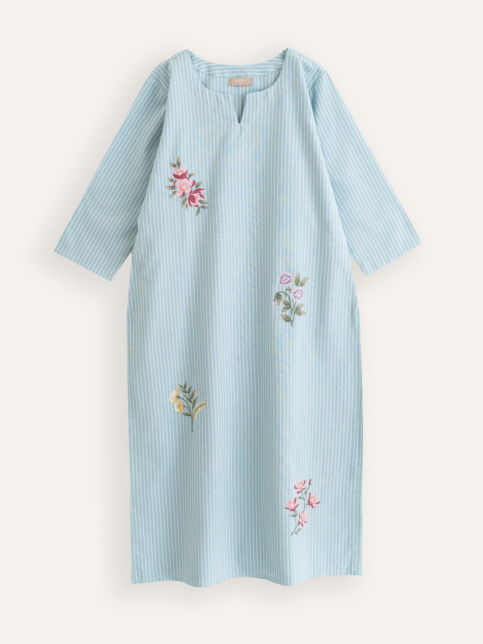 Nayba Cotton Handloom Embroidered Straight Kurta - AINA