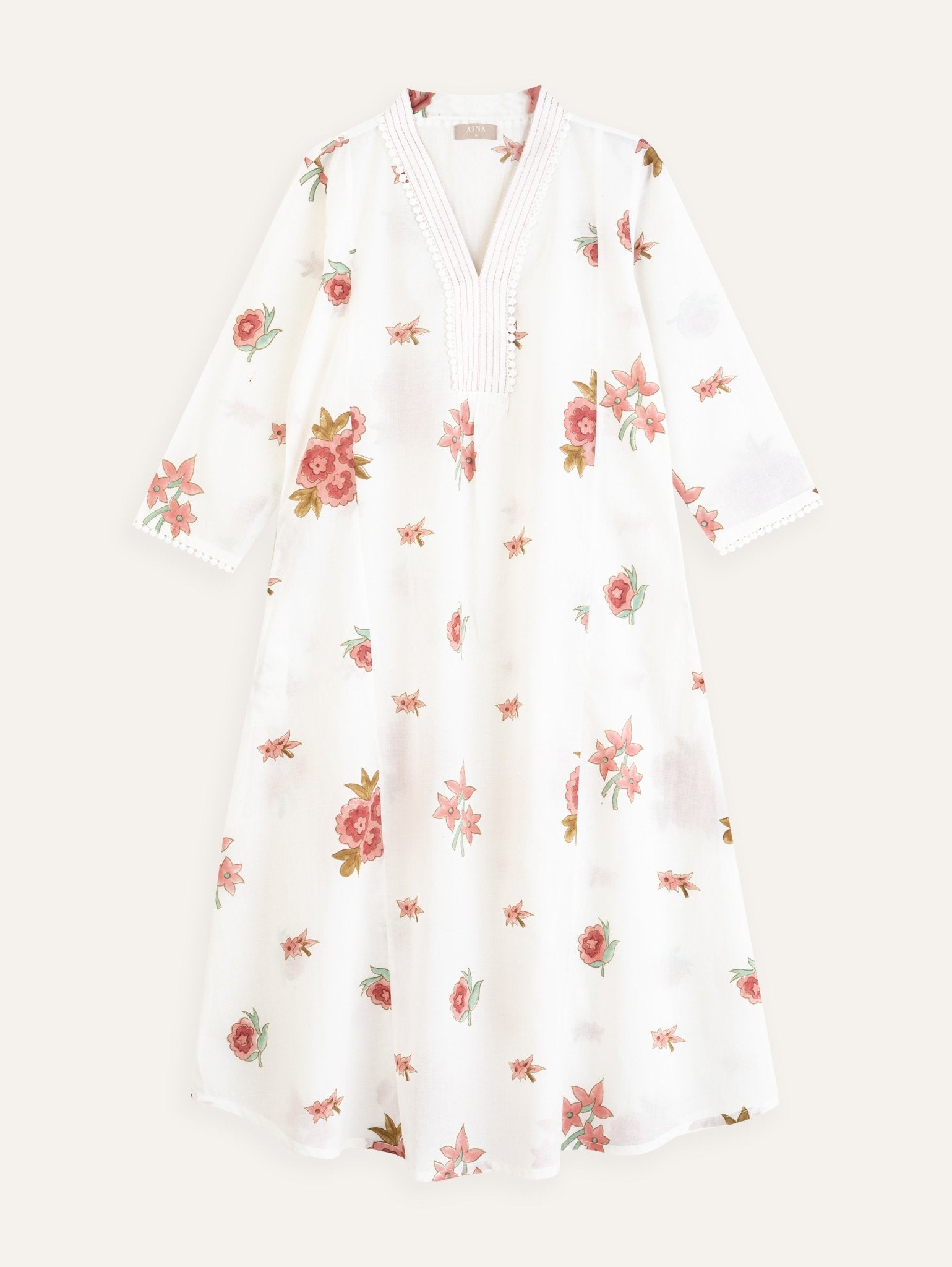 Nayhel Cotton Block Printed A Line Kurta - AINA