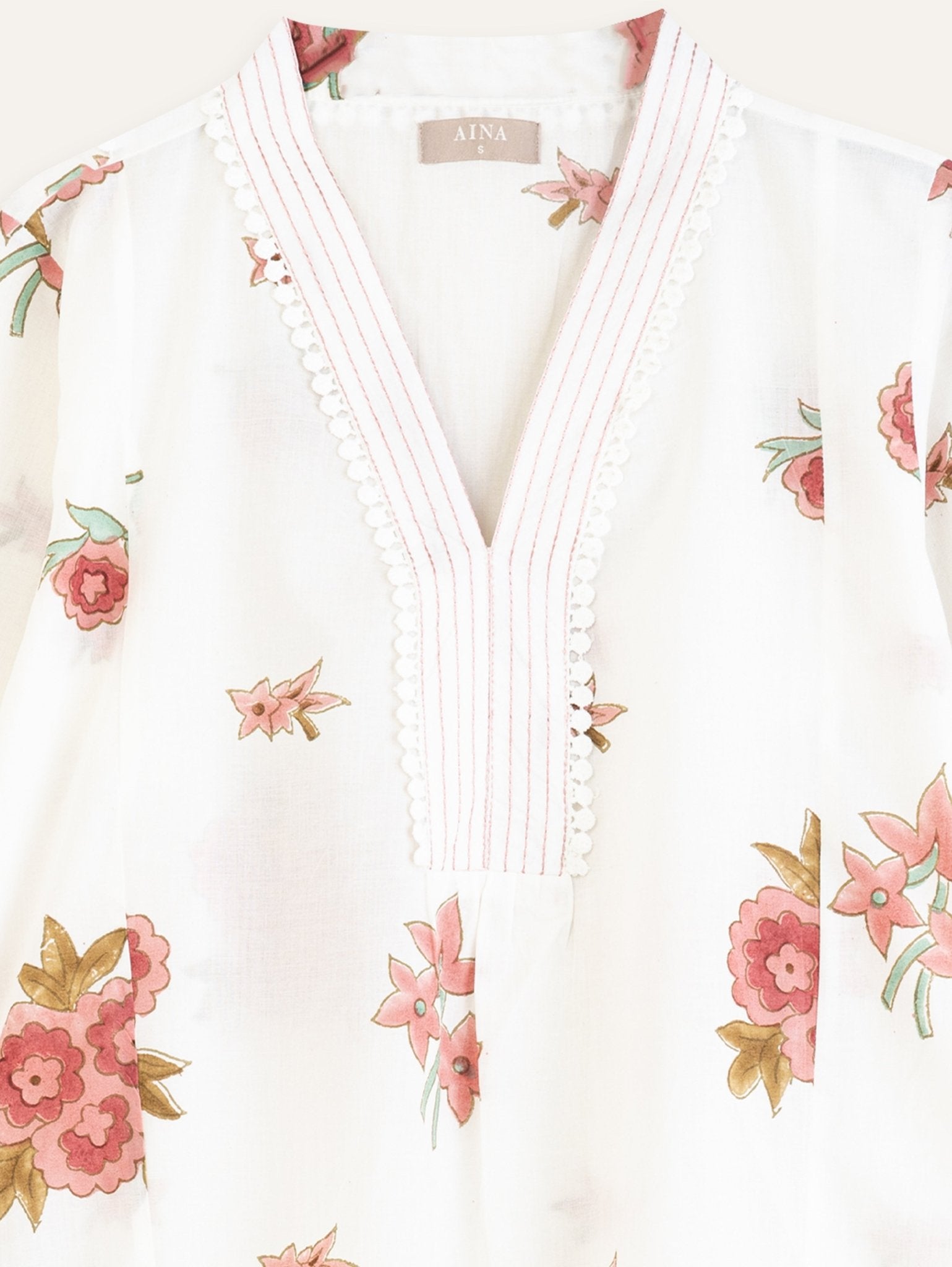 Nayhel Cotton Block Printed A Line Kurta - AINA