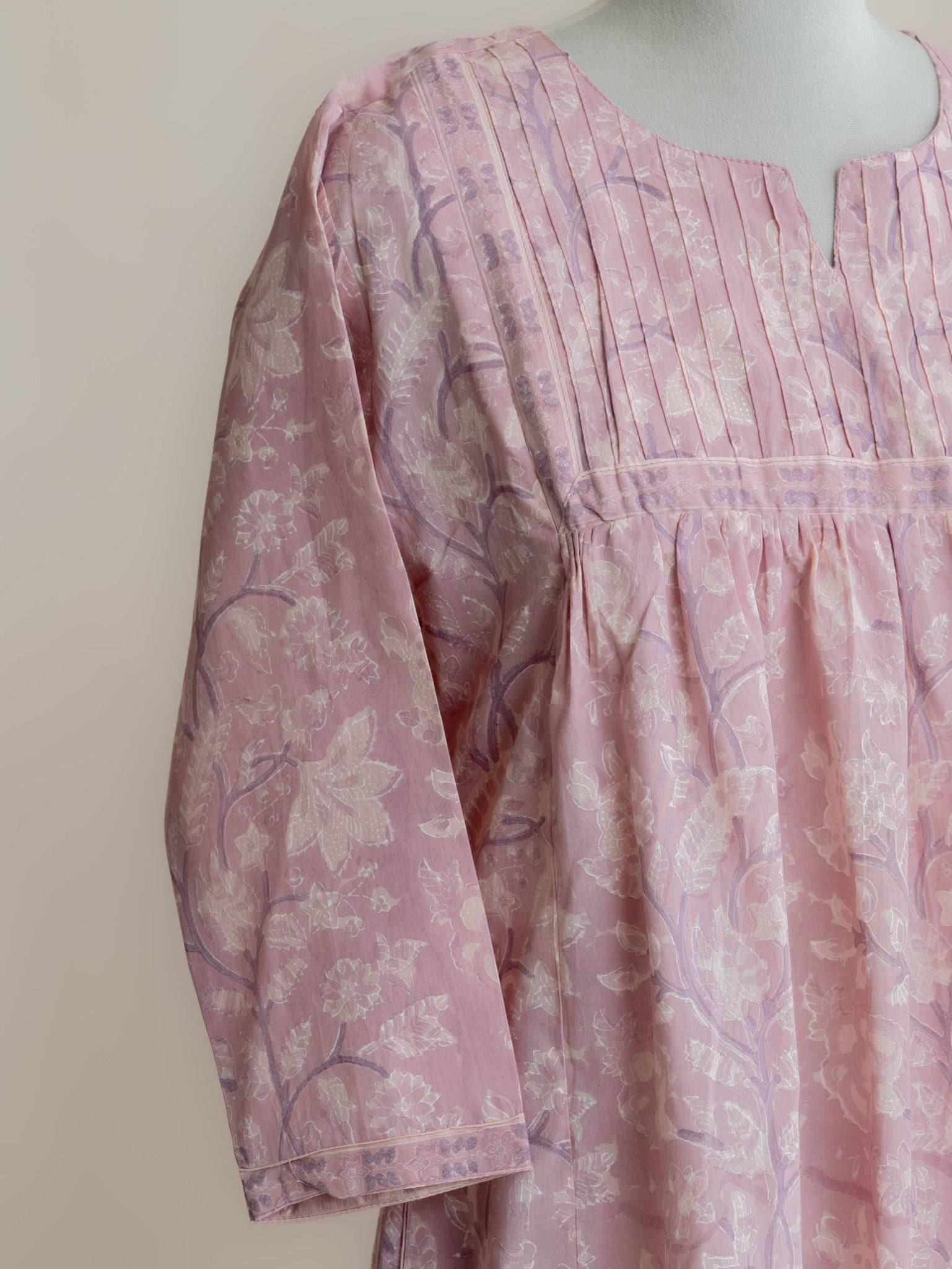 Nayna Cotton Block Printed A - Line Kurta - AINA