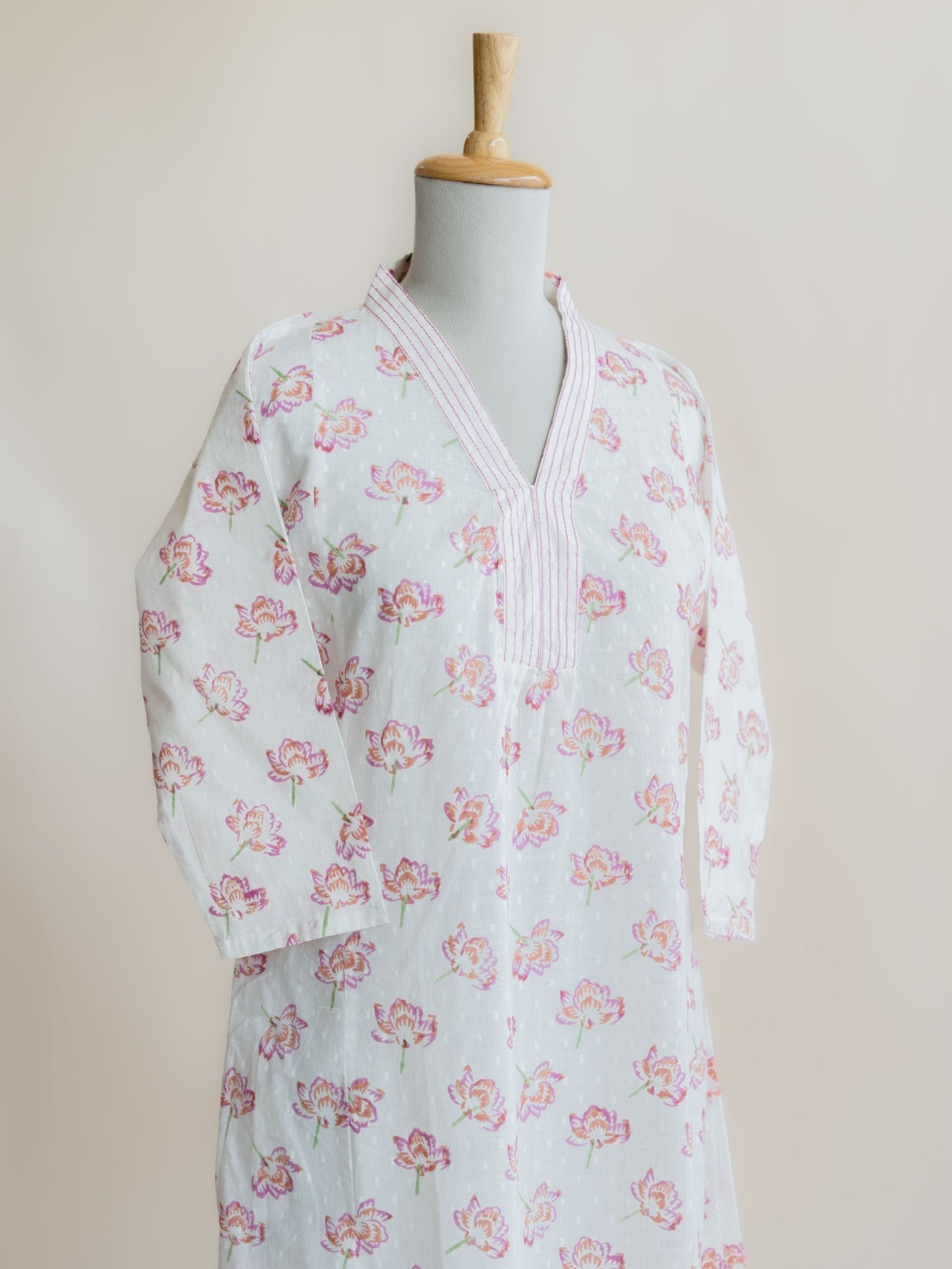 Neera Cotton Block Printed A - Line Kurta - AINA