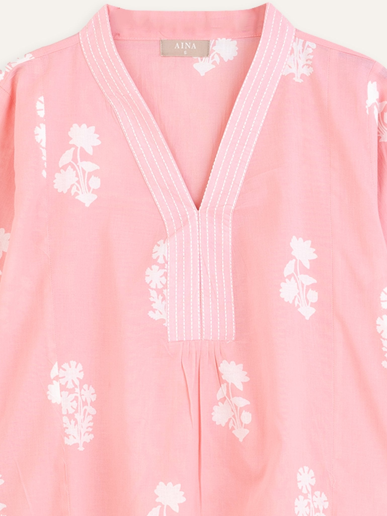 Neha Cotton Block Printed A Line Kurta - AINA