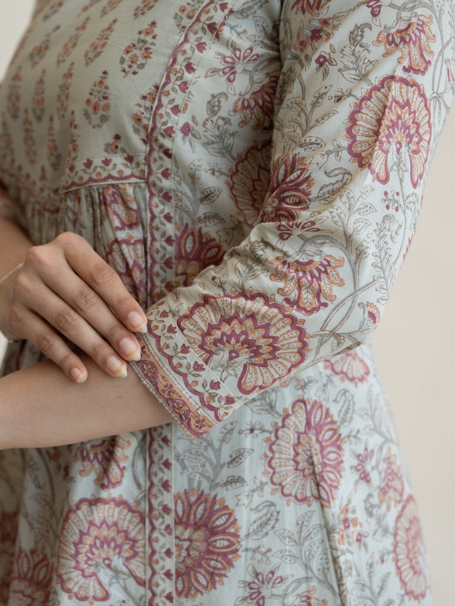 Neha Cotton Block Printed A - Line Suit Set - AINA