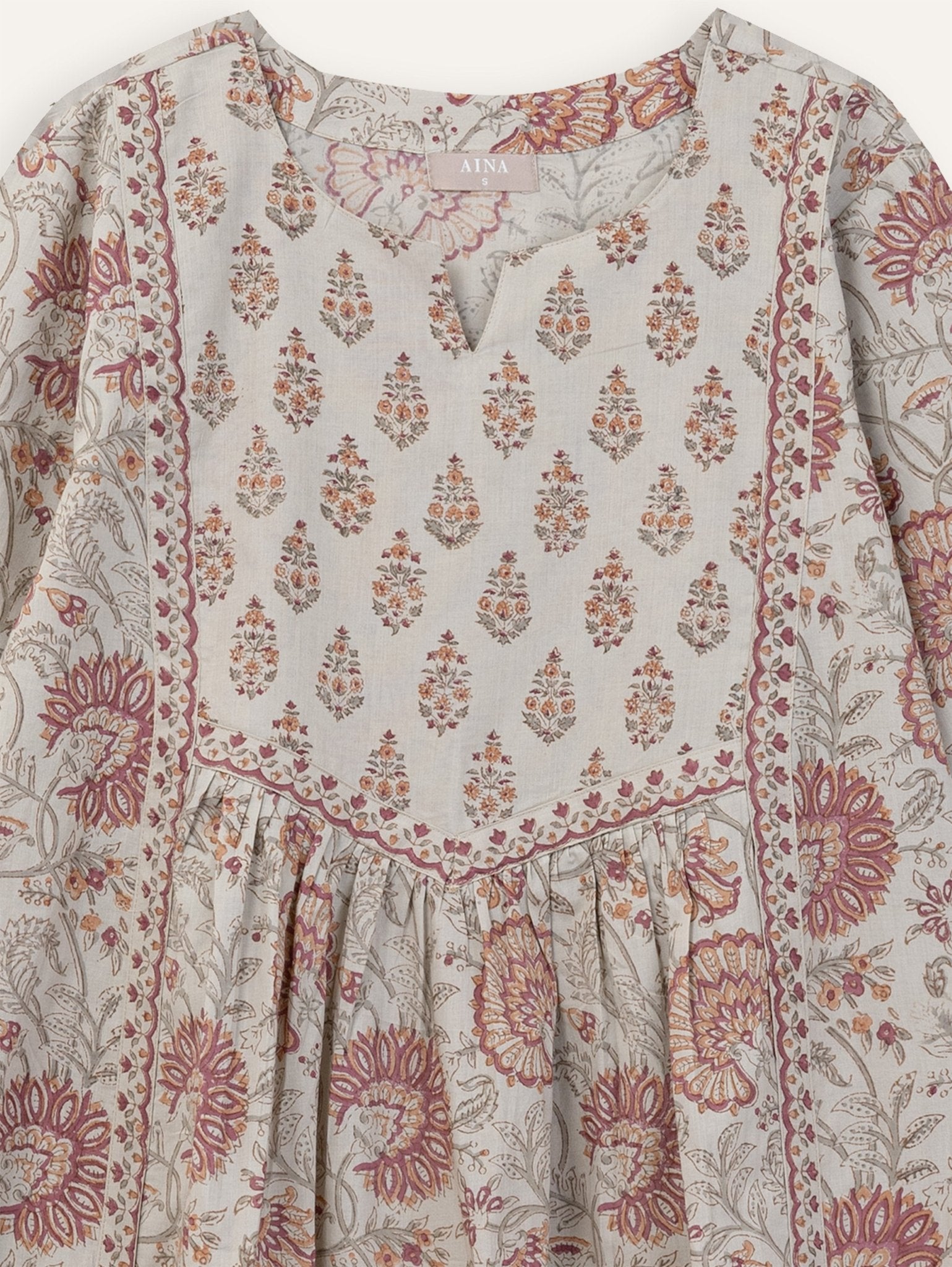 Neha Cotton Block Printed A - Line Suit Set - AINA