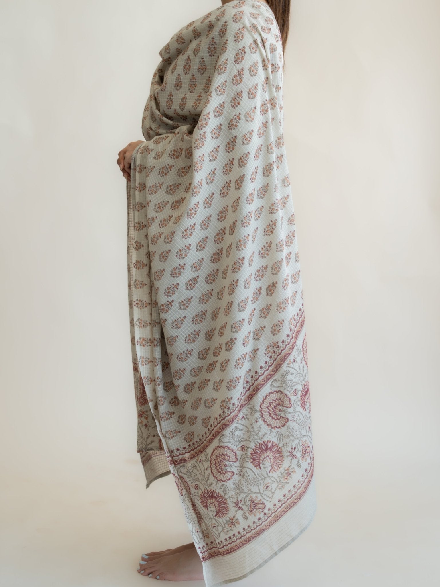 Neha Kota Doria Block Printed Dupatta - AINA