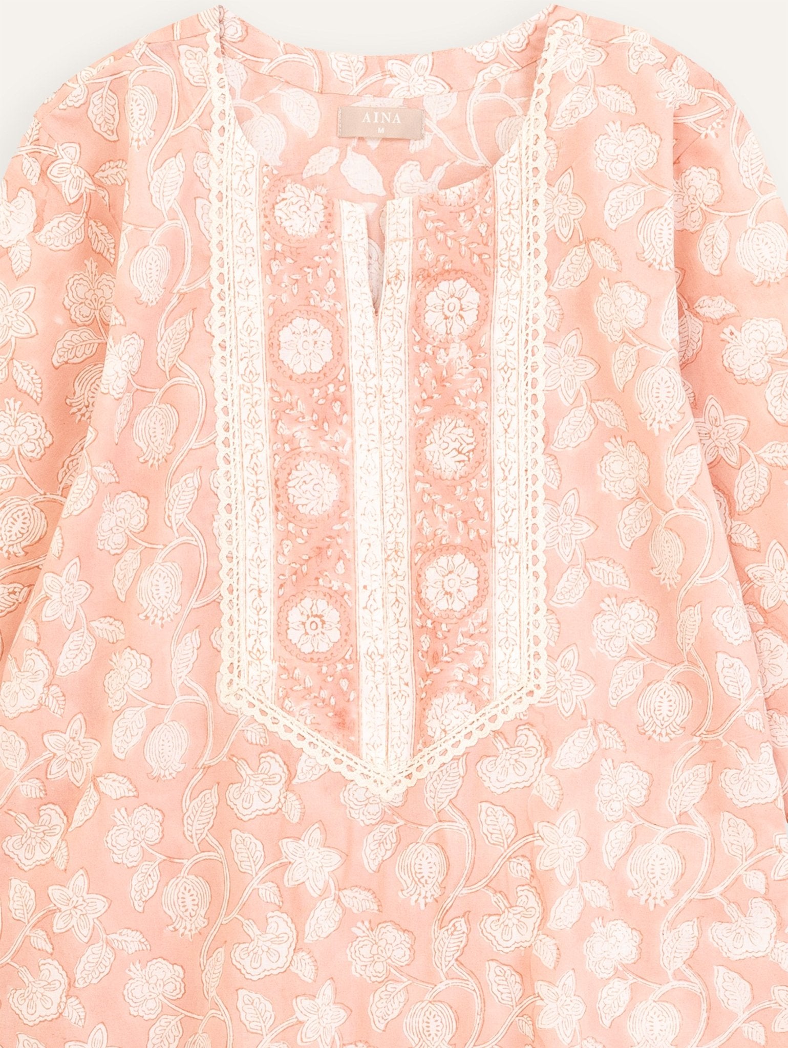 Nehra Cotton Block Printed Straight Kurta - AINA