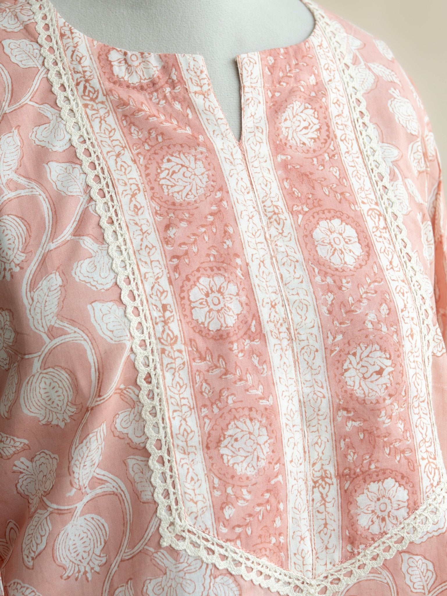 Nehra Cotton Block Printed Straight Kurta - AINA