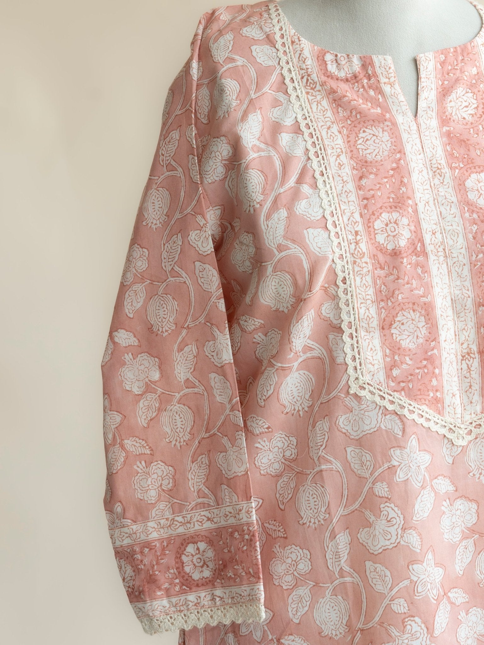 Nehra Cotton Block Printed Straight Kurta - AINA