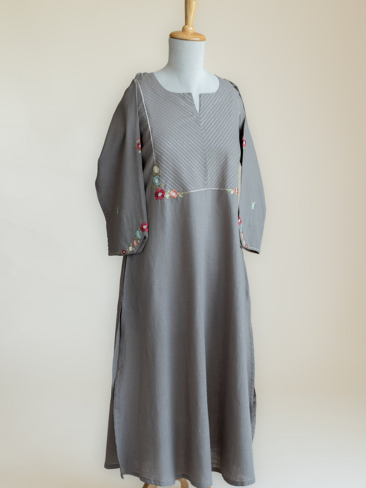 Nesara Cotton Embroidered A-Line Kurta - AINA