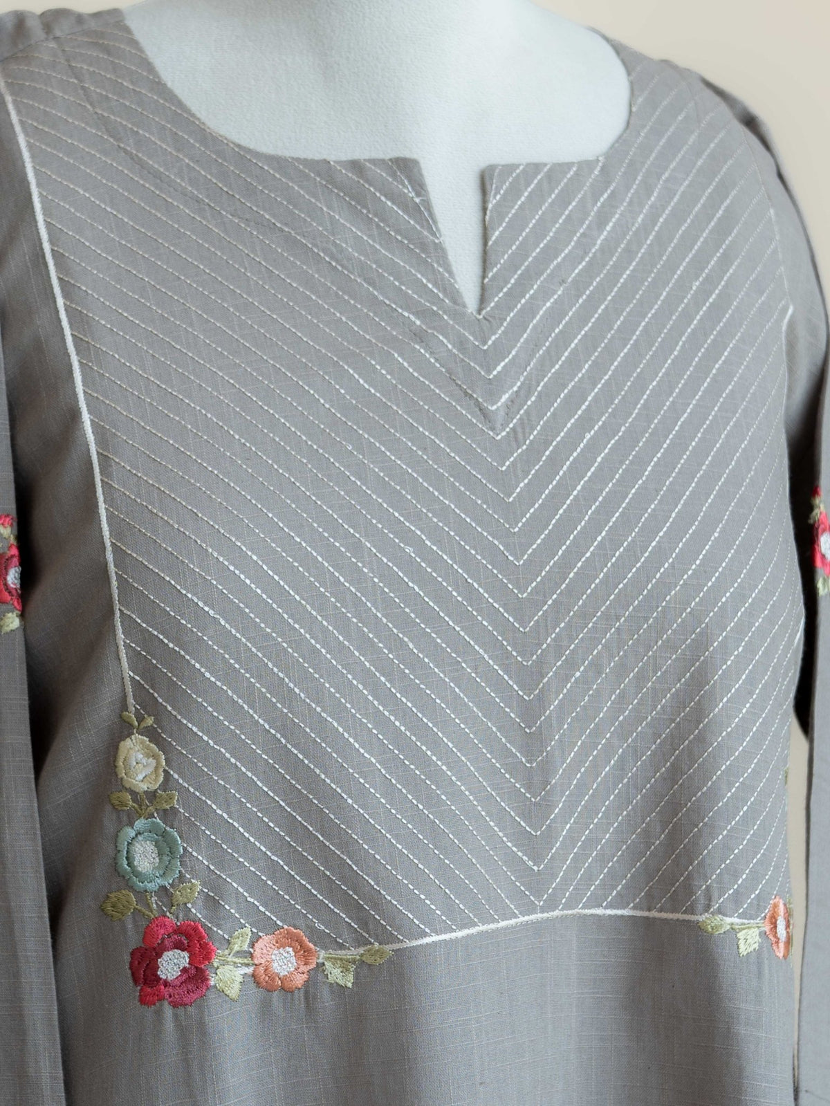 Nesara Cotton Embroidered A-Line Kurta - AINA
