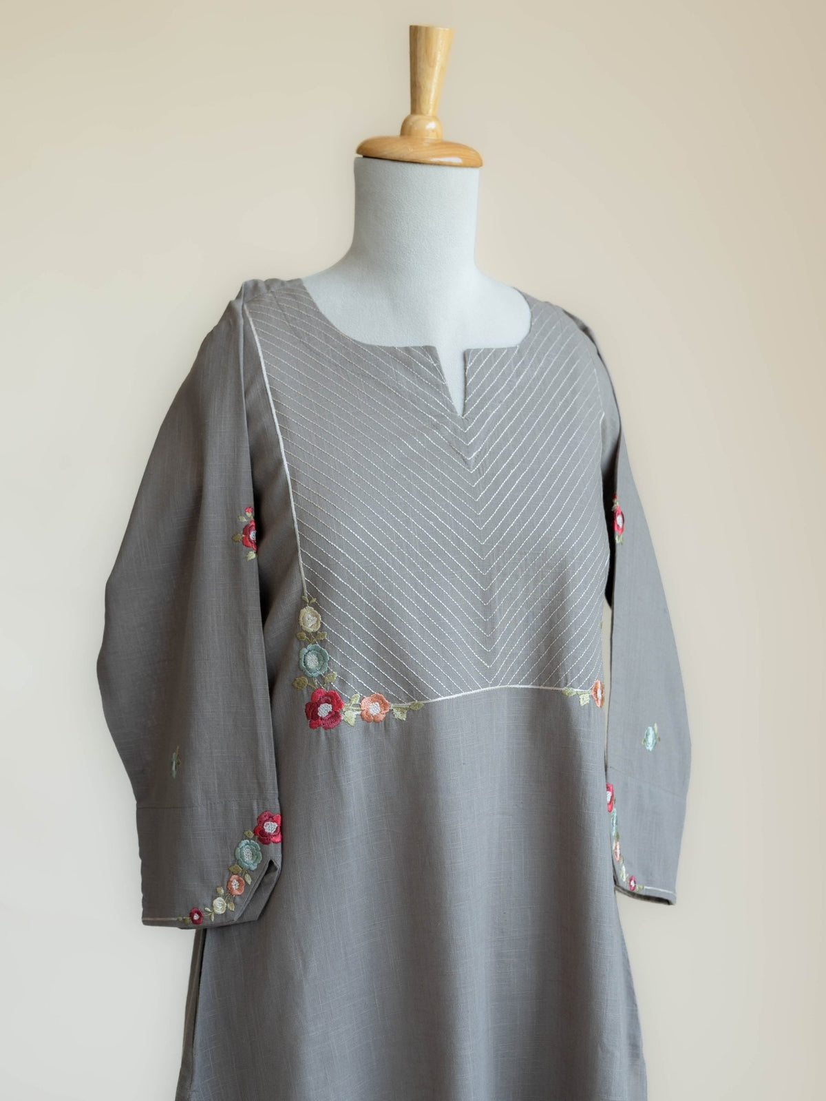 Nesara Cotton Embroidered A-Line Kurta - AINA