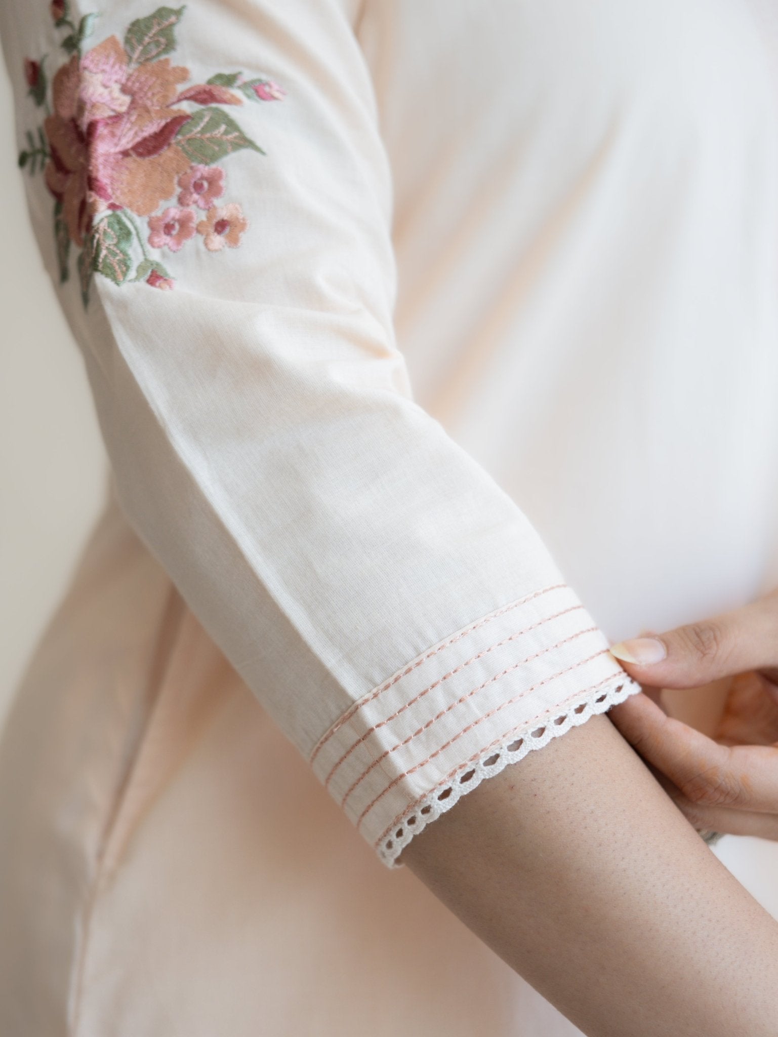 Neva Cotton Embroidered Straight Suit Set - AINA