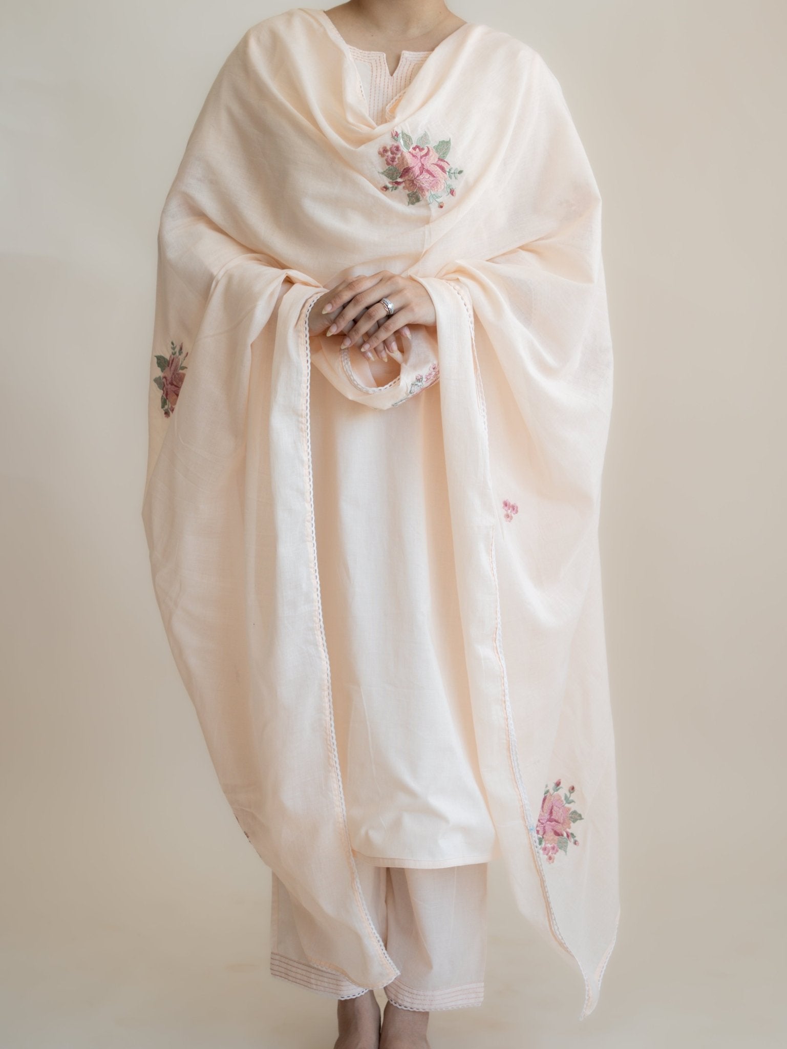 Neva Cotton Embroidered Straight Suit Set - AINA