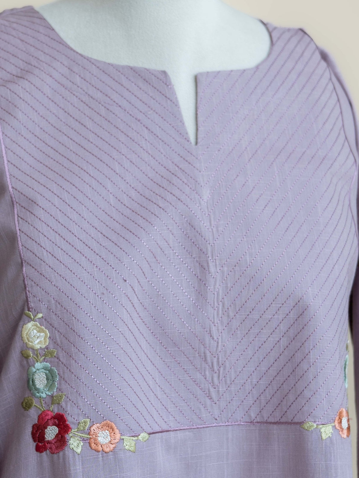 Neyara Cotton Embroidered A-Line Kurta - AINA