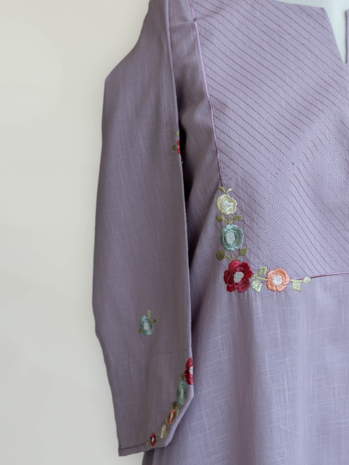 Neyara Cotton Embroidered A-Line Kurta - AINA