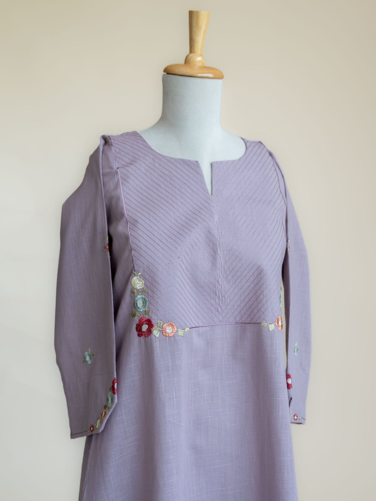 Neyara Cotton Embroidered A-Line Kurta - AINA