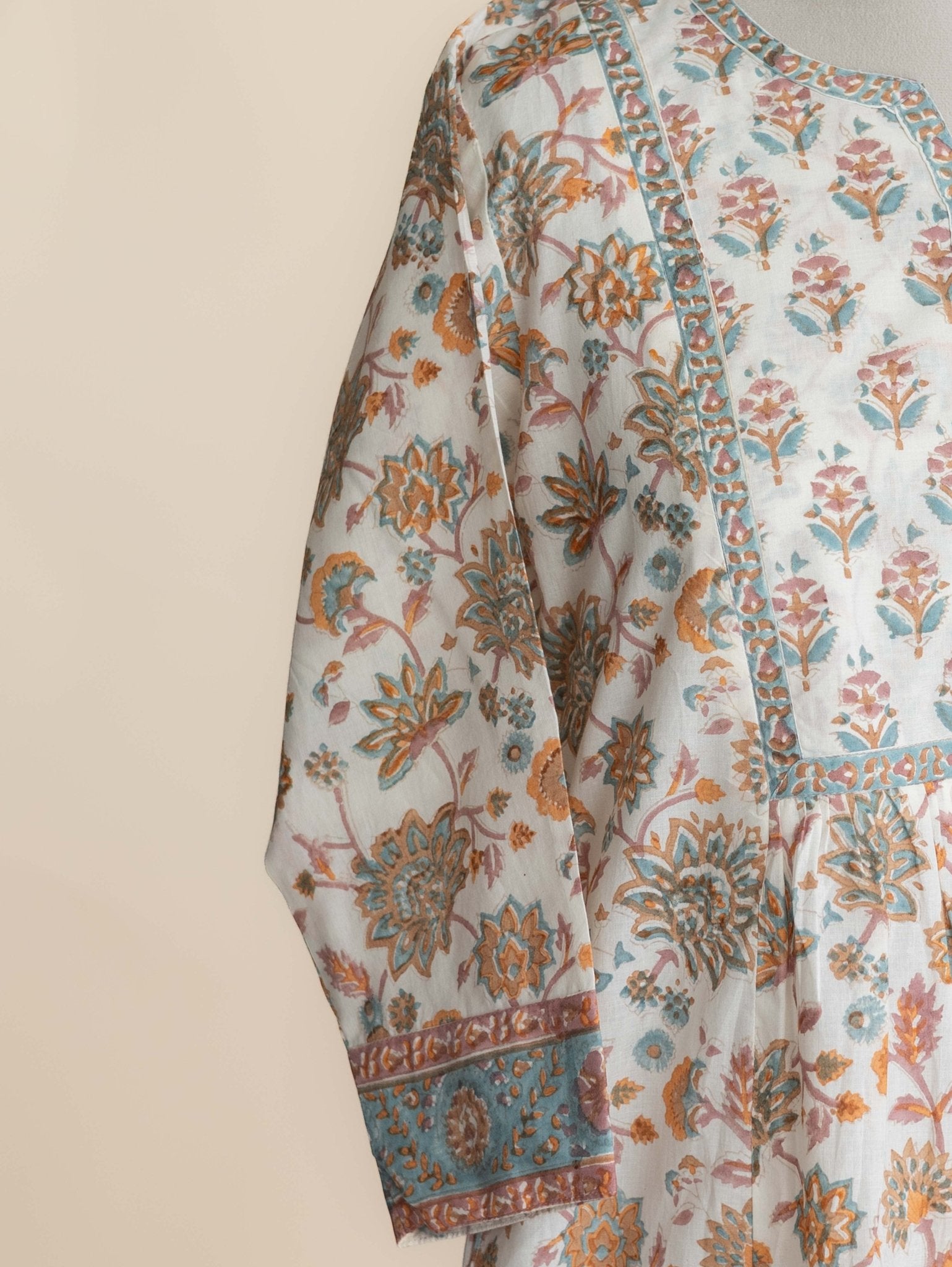 Neysa Cotton Block Printed A-Line Kurta - AINA