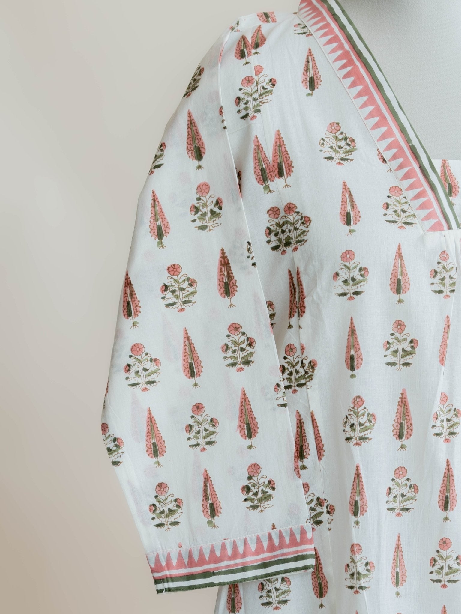 Nihara Cotton Block Printed A Line Kurta - AINA