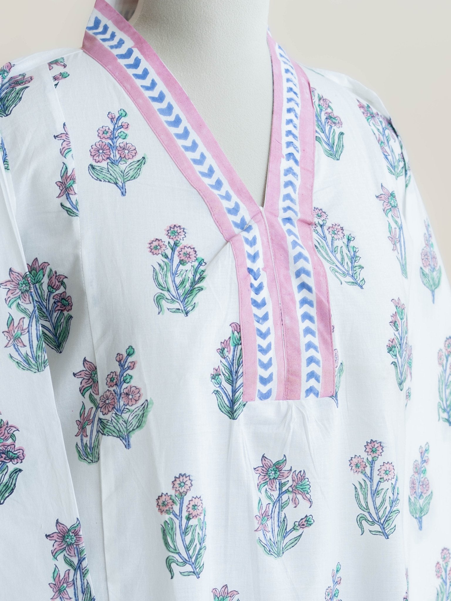 Nima Cotton Block Printed A - Line Kurta - AINA