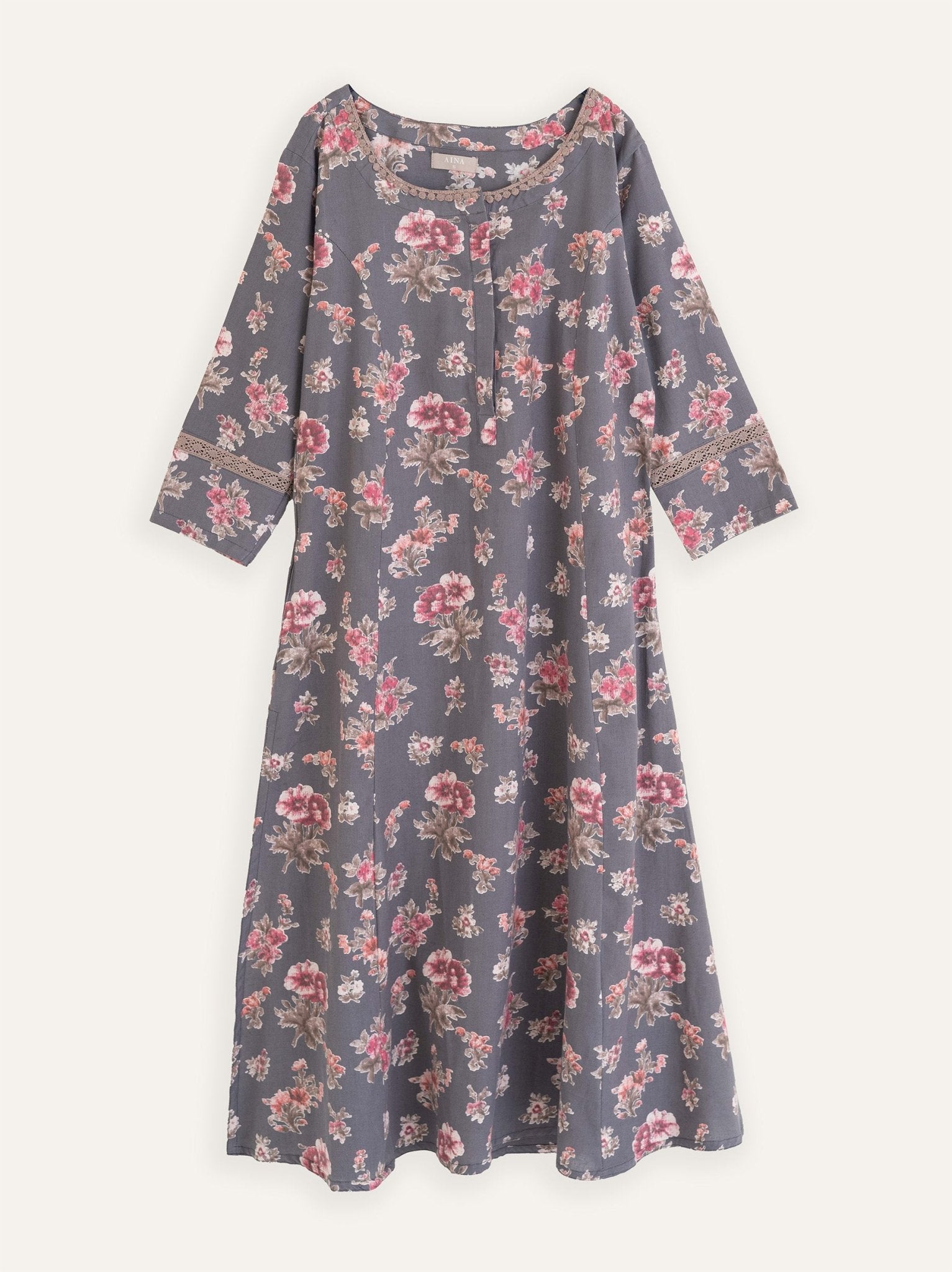 Nimra Cotton Flax Printed A-Line Kurta - AINA