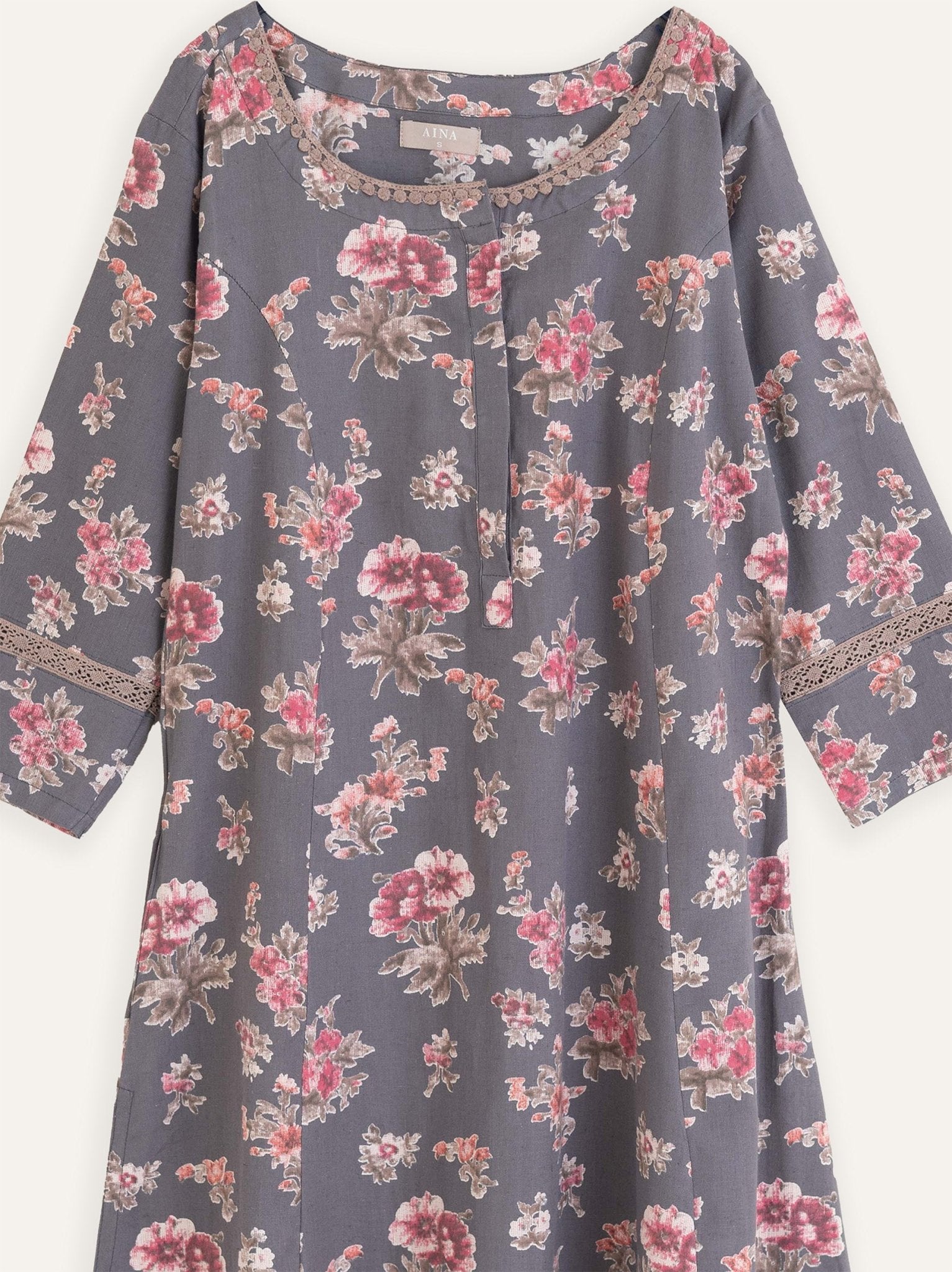 Nimra Cotton Flax Printed A-Line Kurta - AINA