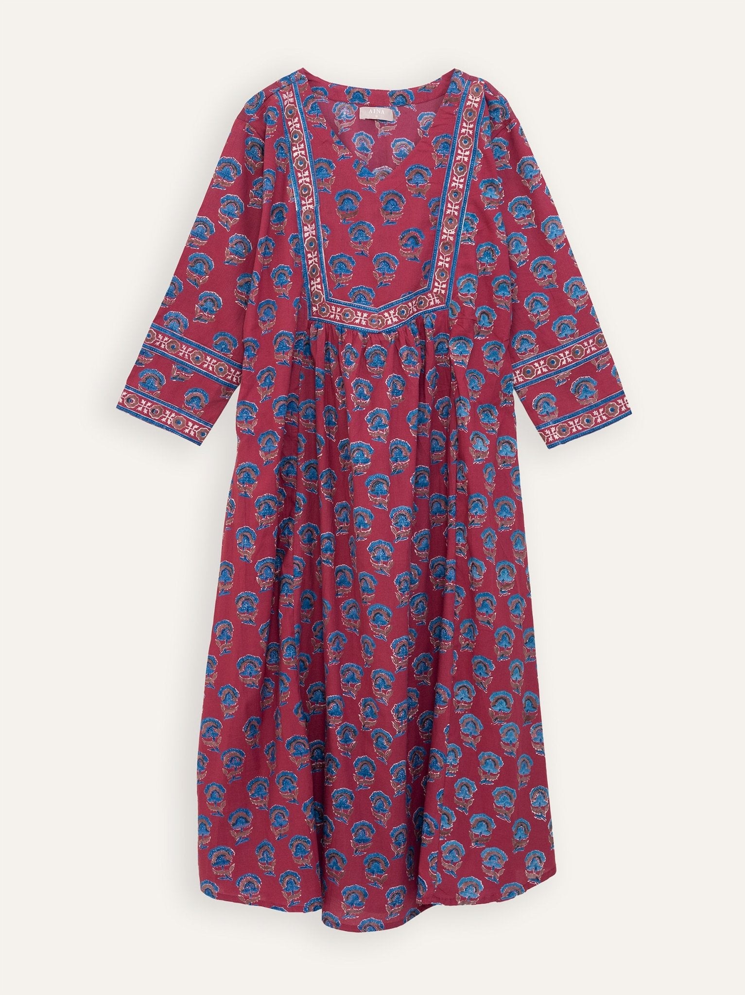 Niranjana Cotton Discharge Block Printed A - Line Kurta - AINA
