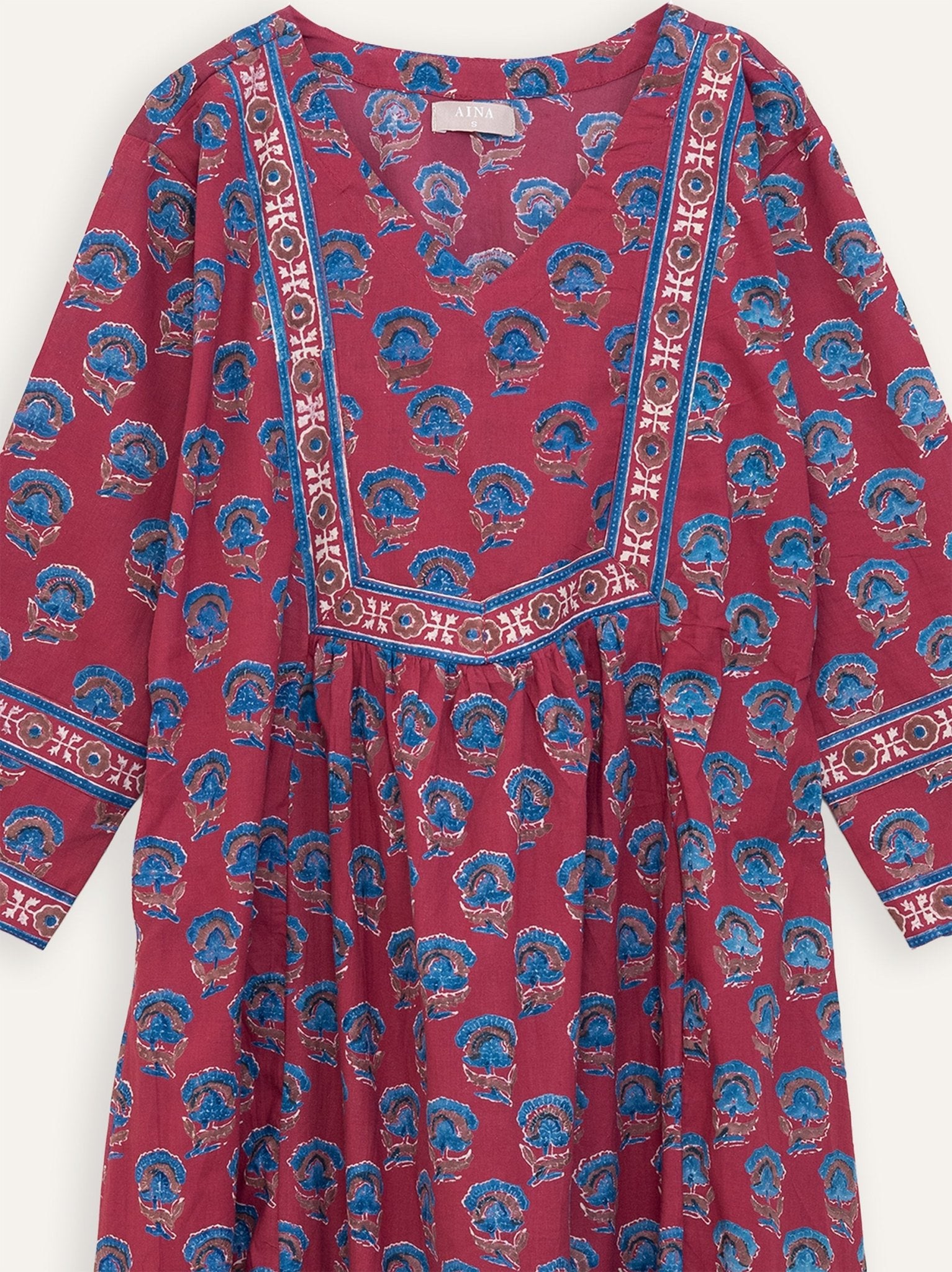 Niranjana Cotton Discharge Block Printed A - Line Kurta - AINA