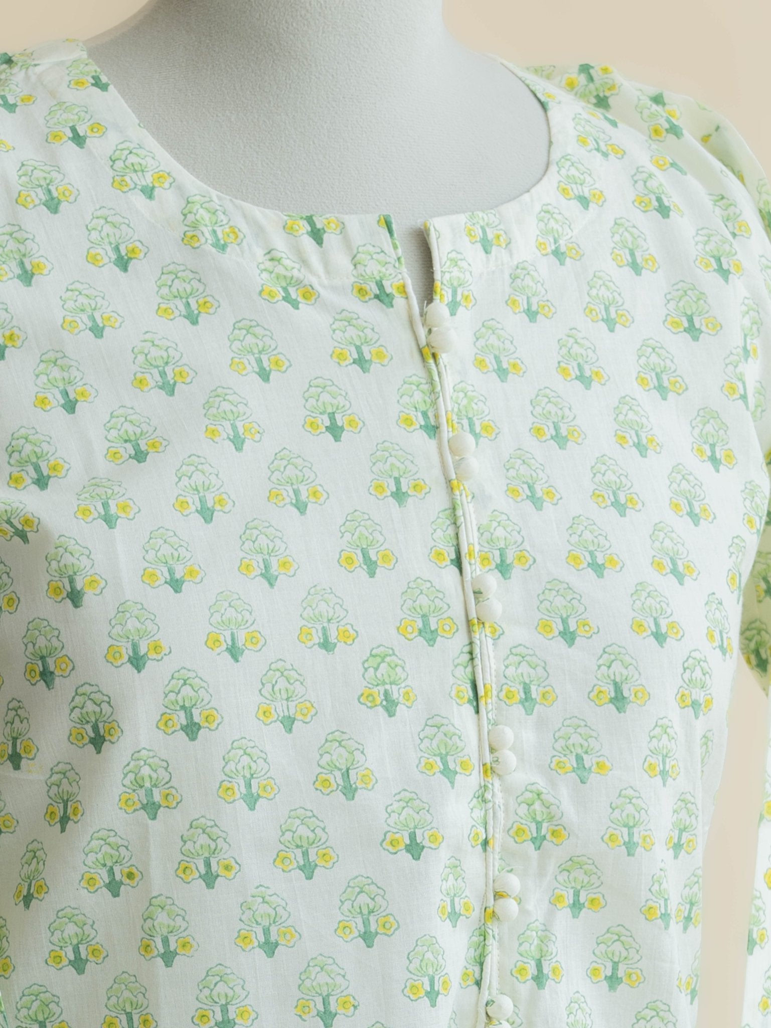 Nirvani Cotton Block Printed Straight Kurta - AINA