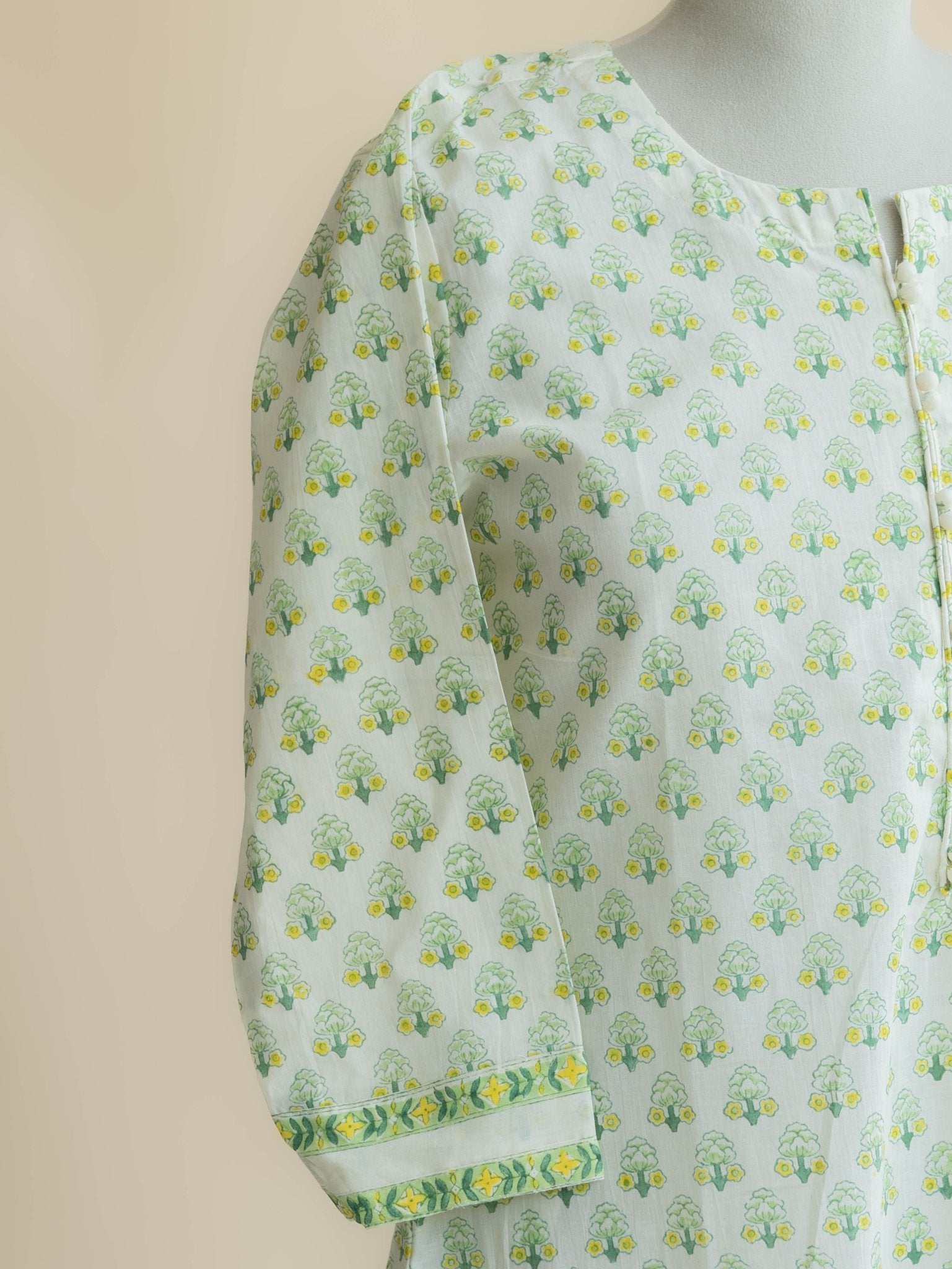 Nirvani Cotton Block Printed Straight Kurta - AINA