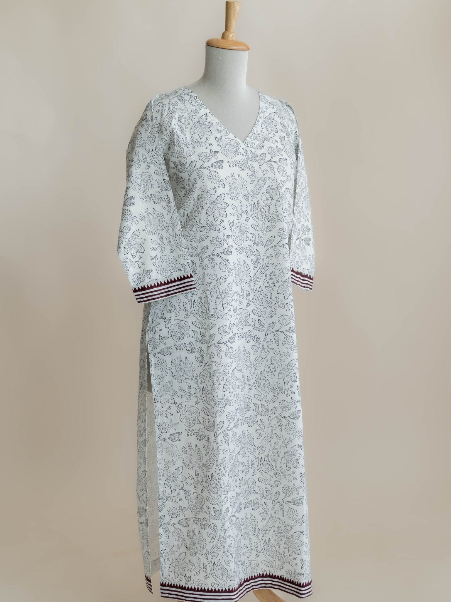 Nishi Cotton Block Printed Straight Kurta - AINA