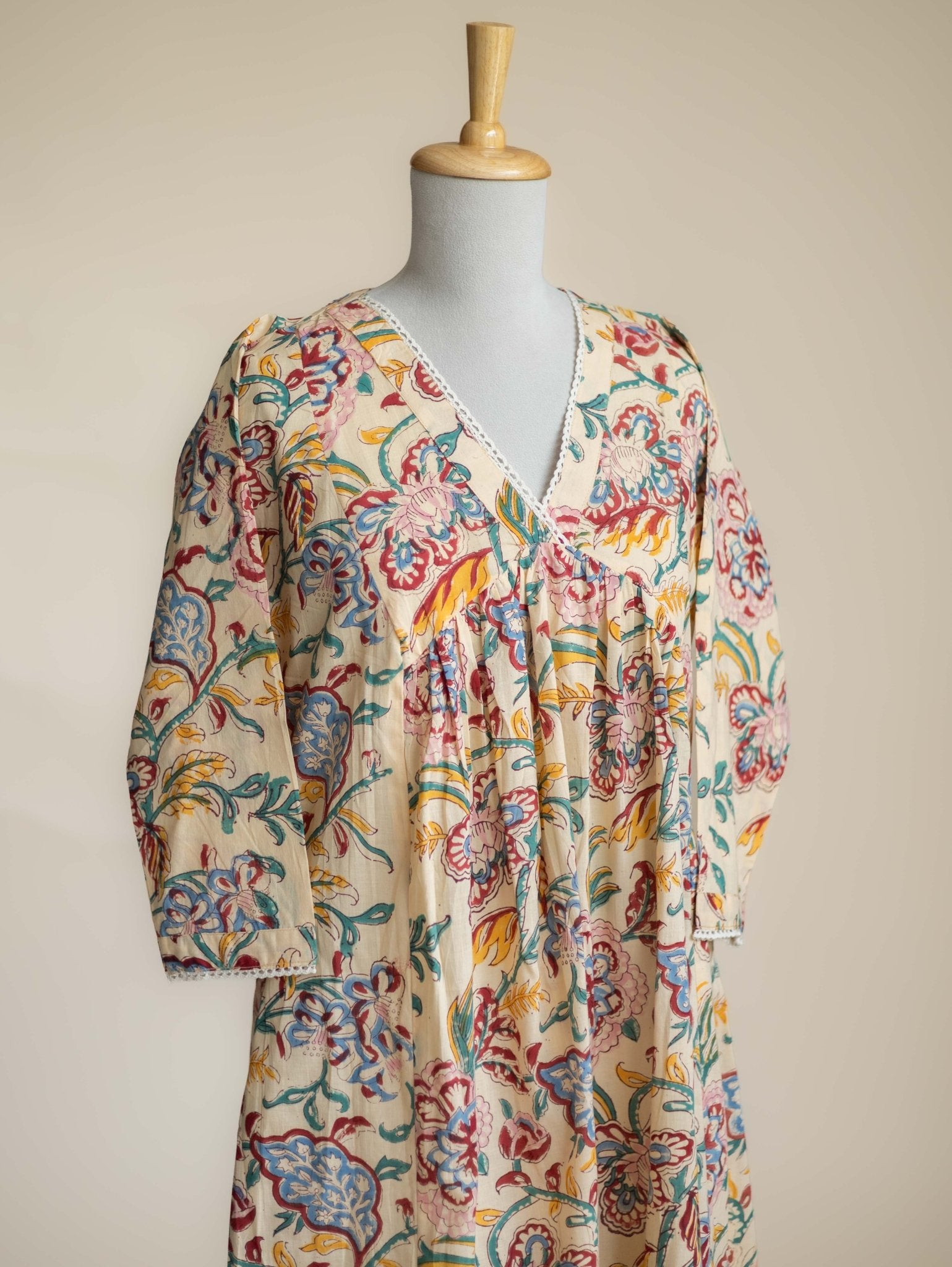 Nishika Cotton Block Printed A-Line Kurta - AINA